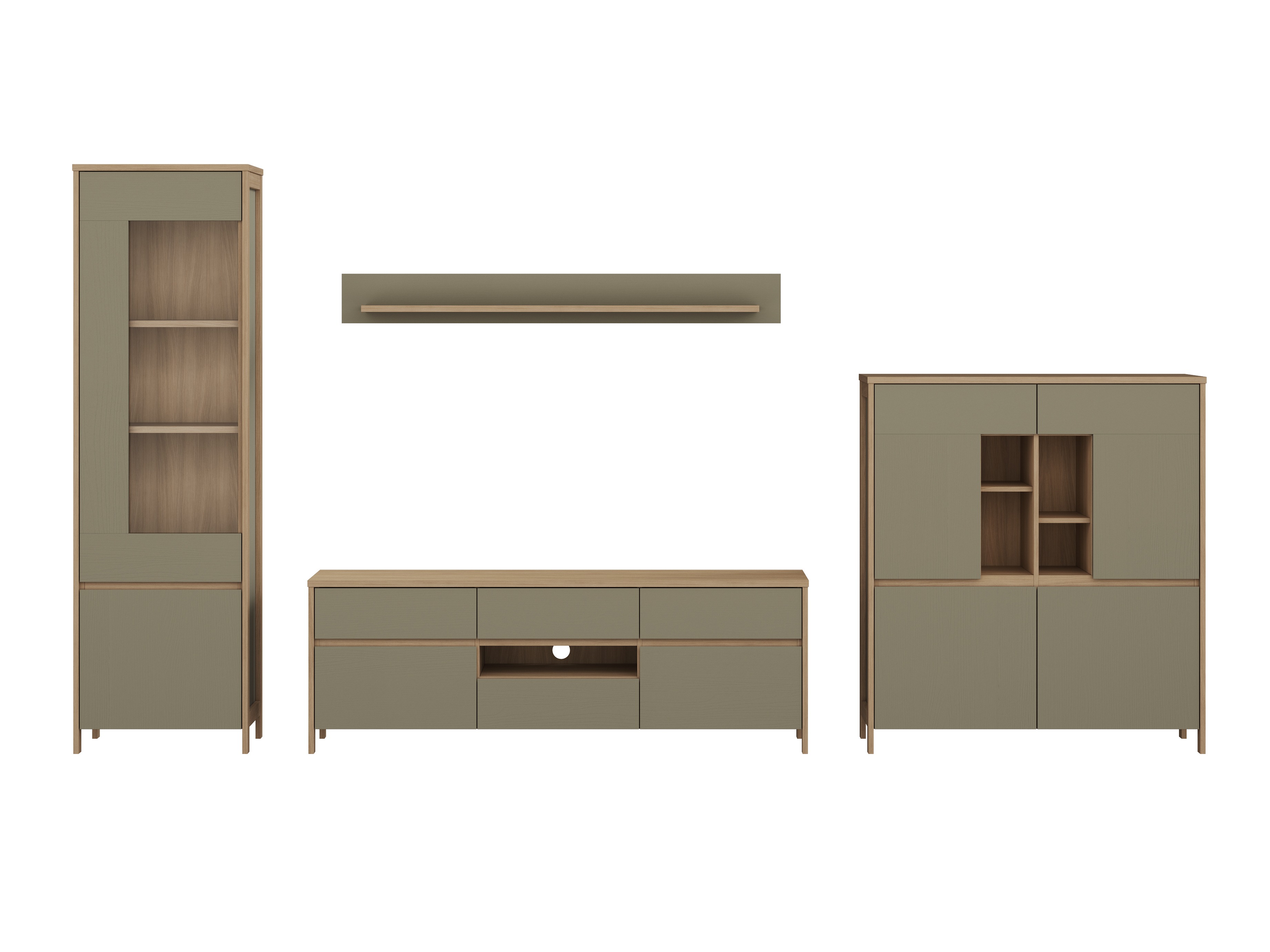 Dnevni prostor Fermaru 110 (Prašno zelena + Hrast)