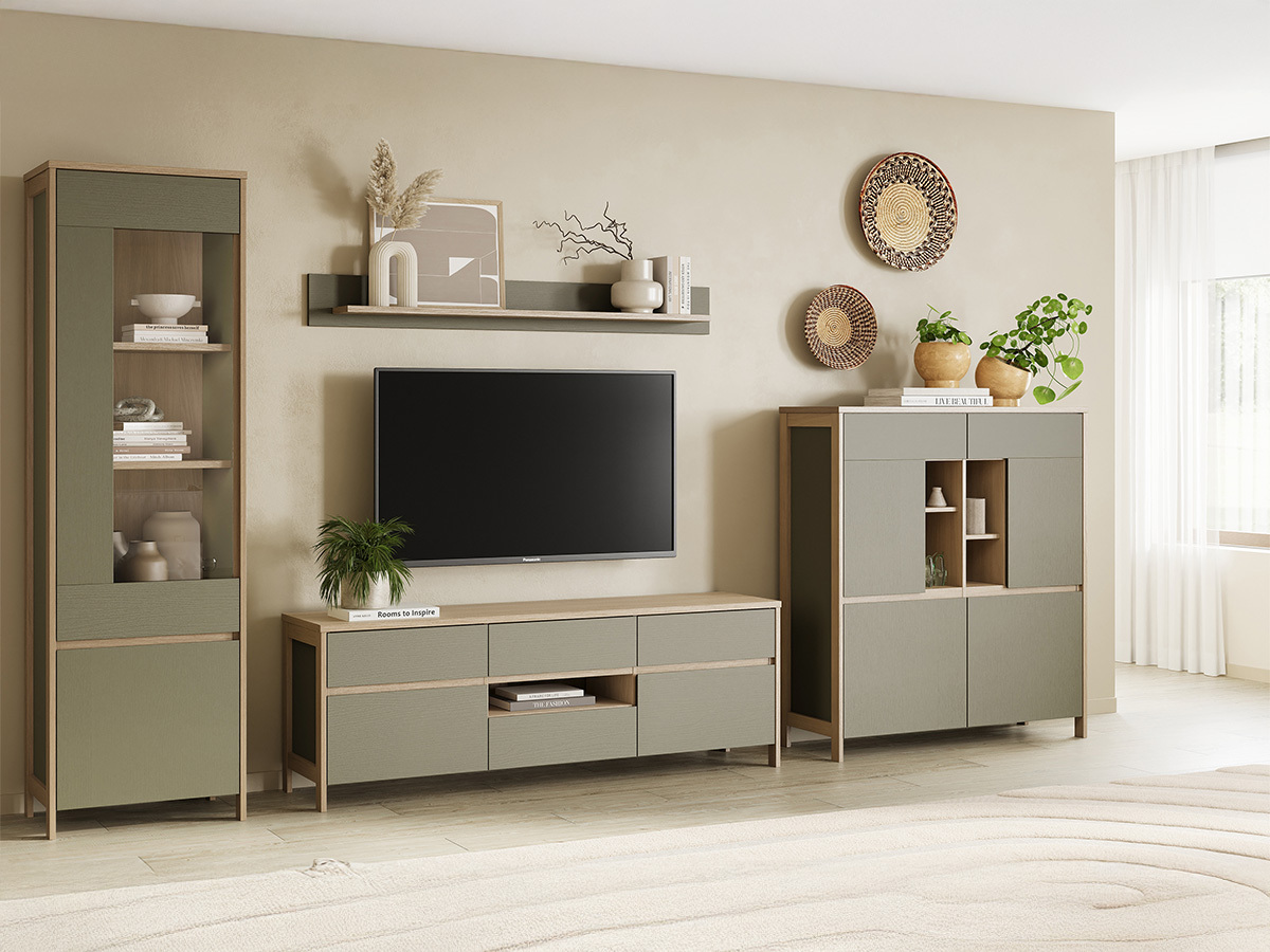 Dnevni prostor Fermaru 110 (Prašno zelena + Hrast)