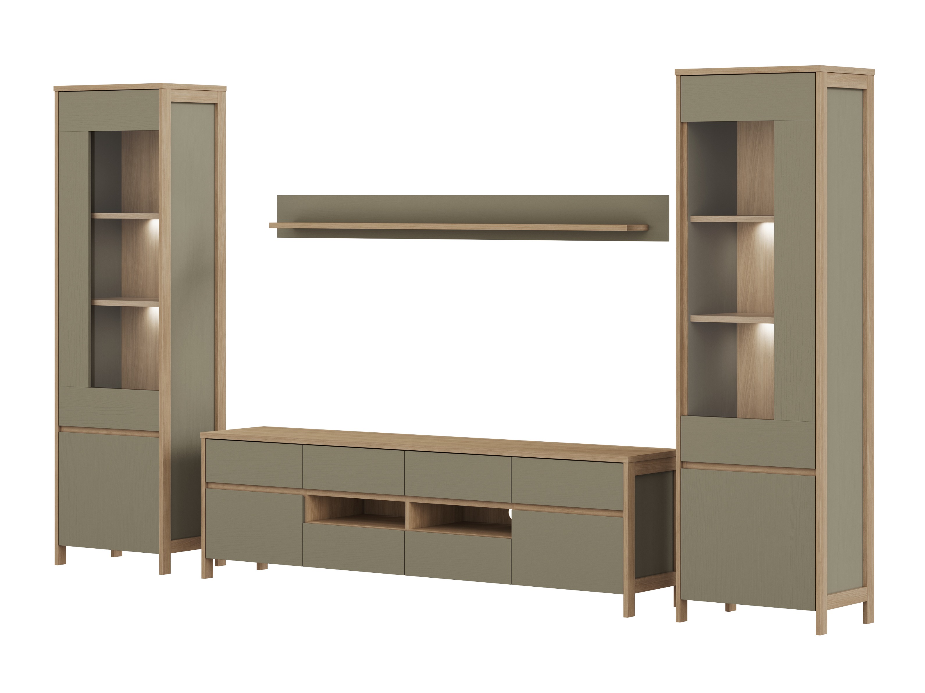 Dnevni prostor Fermaru 111 (Prašno zelena + Hrast)