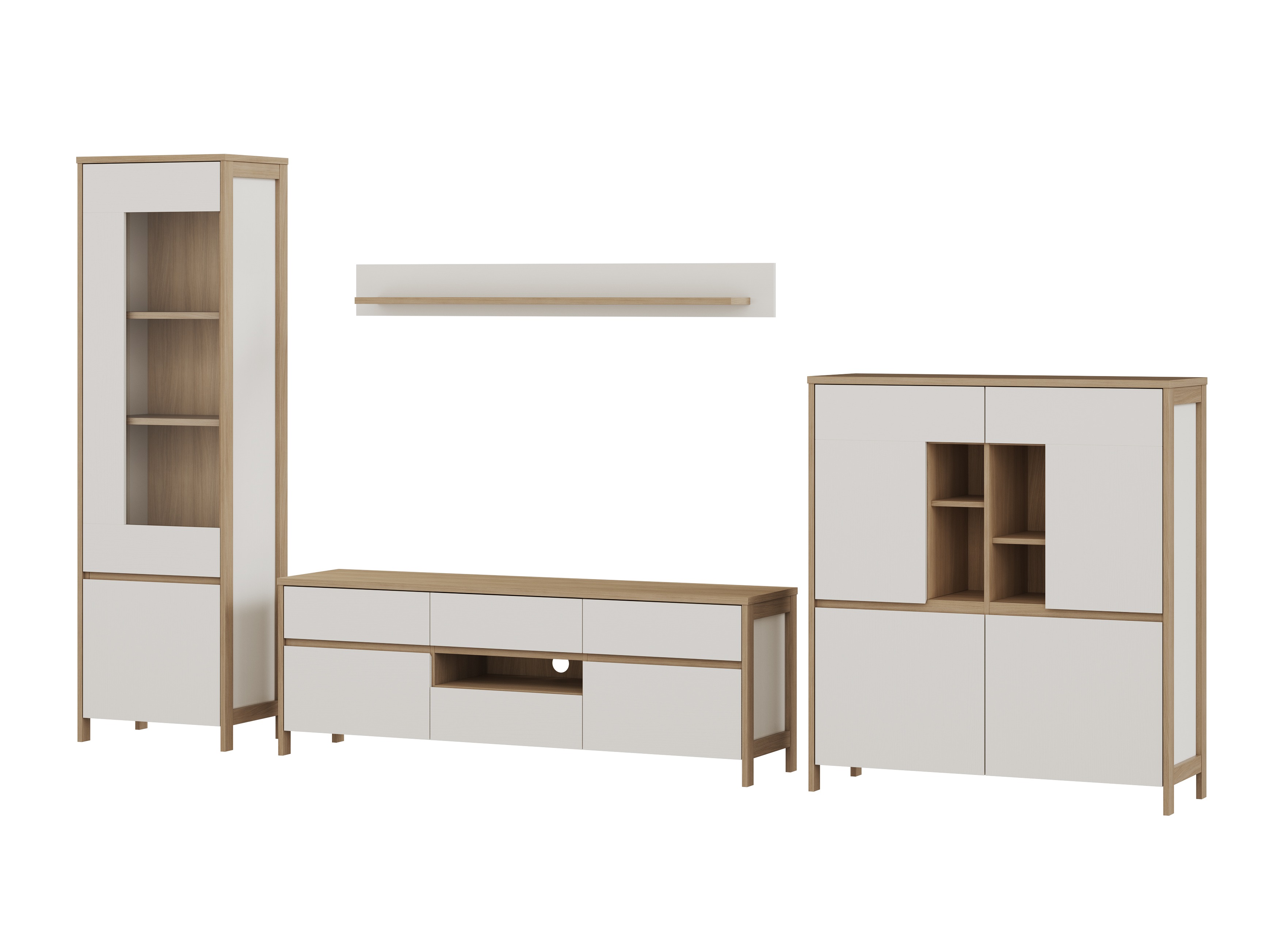 Komplet za dnevno sobo Fermaru 110 (Bela + Hrast)