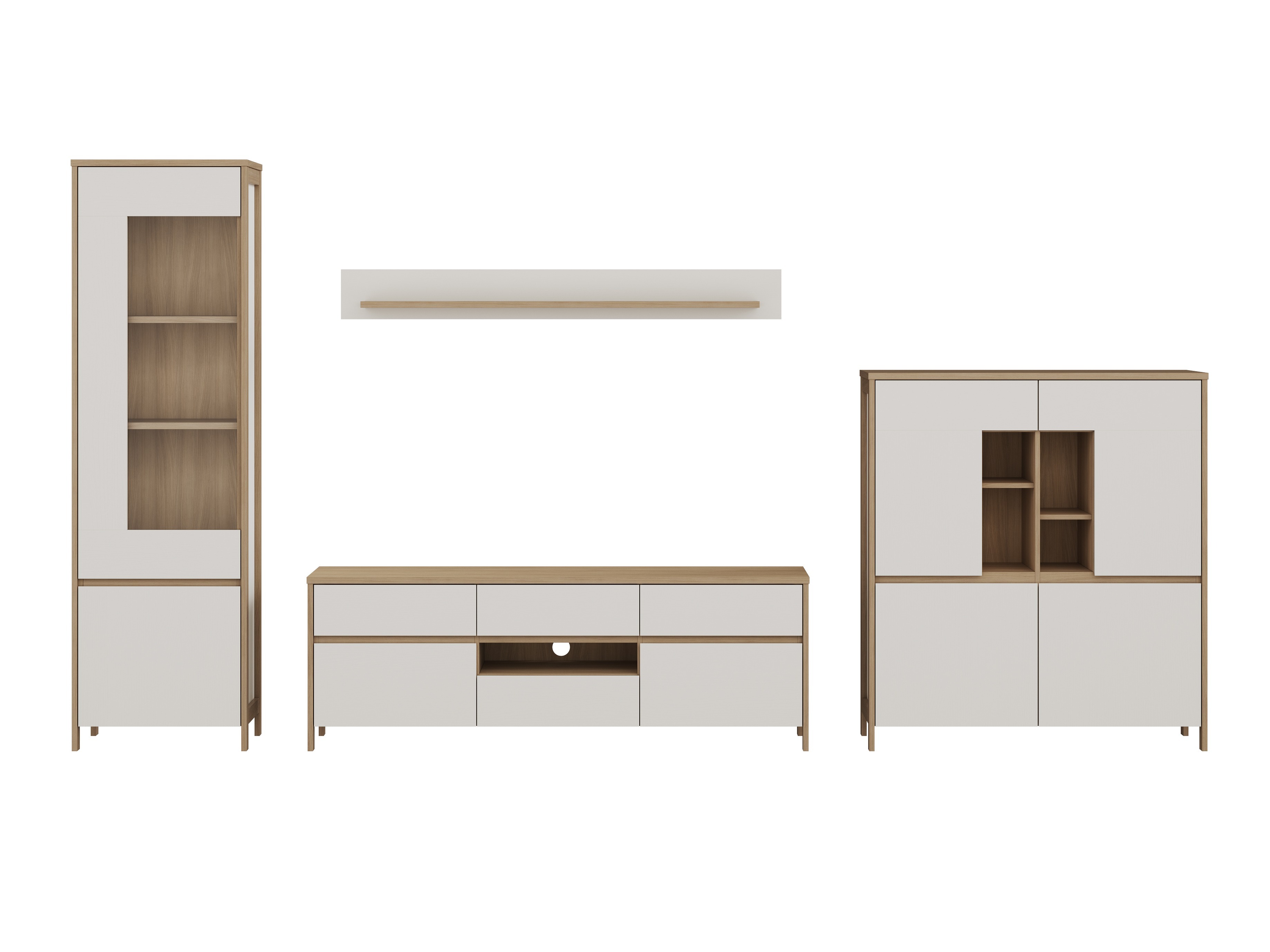 Komplet za dnevno sobo Fermaru 110 (Bela + Hrast)