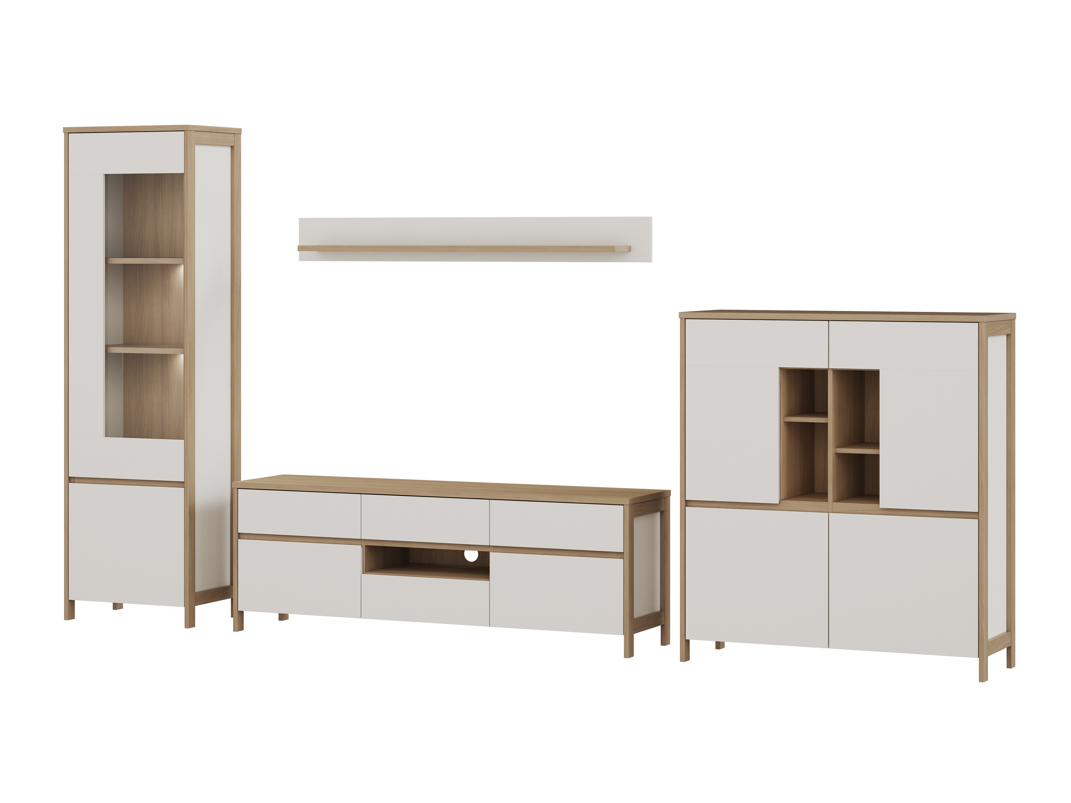 Komplet za dnevno sobo Fermaru 110 (Bela + Hrast)