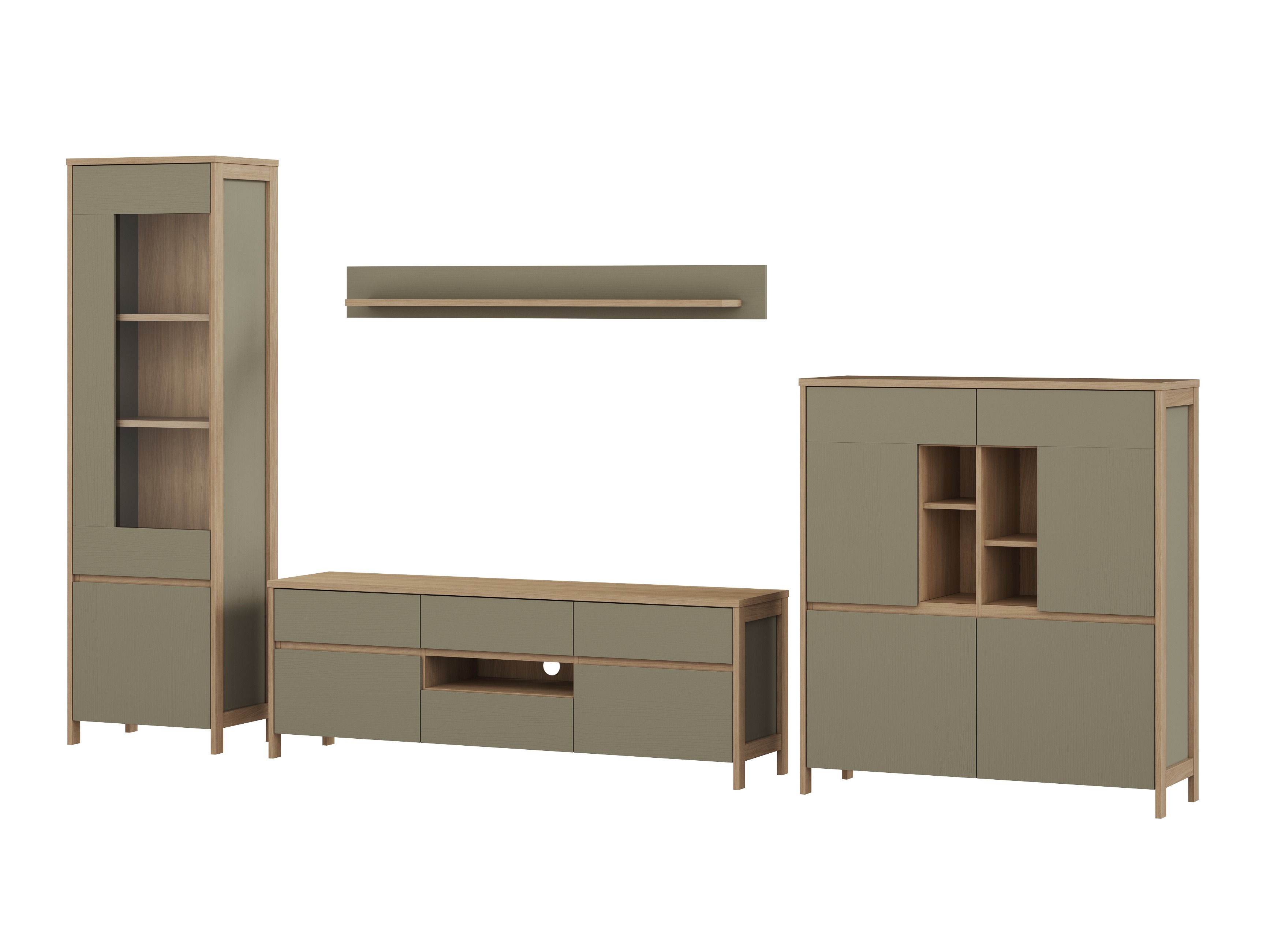 Komplet za dnevno sobo Fermaru 110 (Prašno zelena + Hrast)