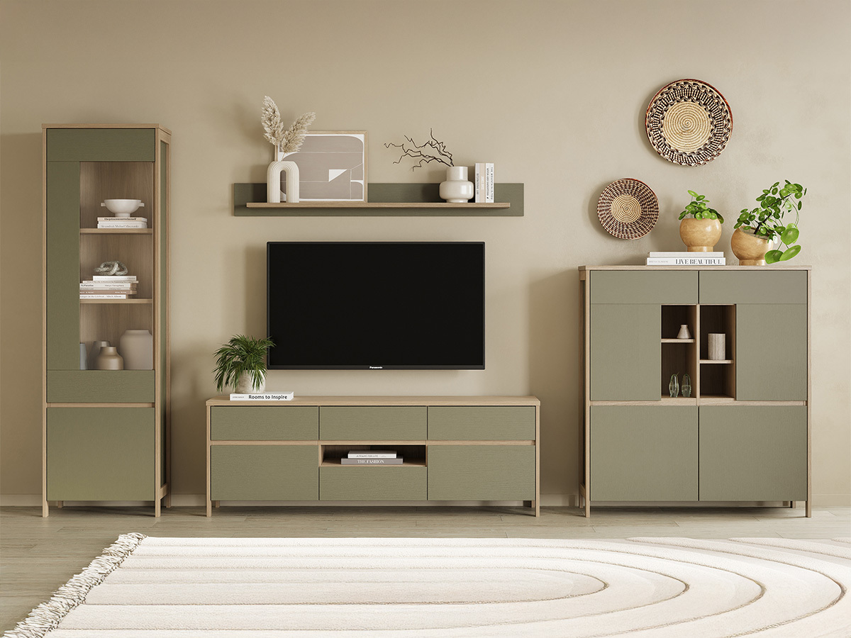 Komplet za dnevno sobo Fermaru 110 (Prašno zelena + Hrast)