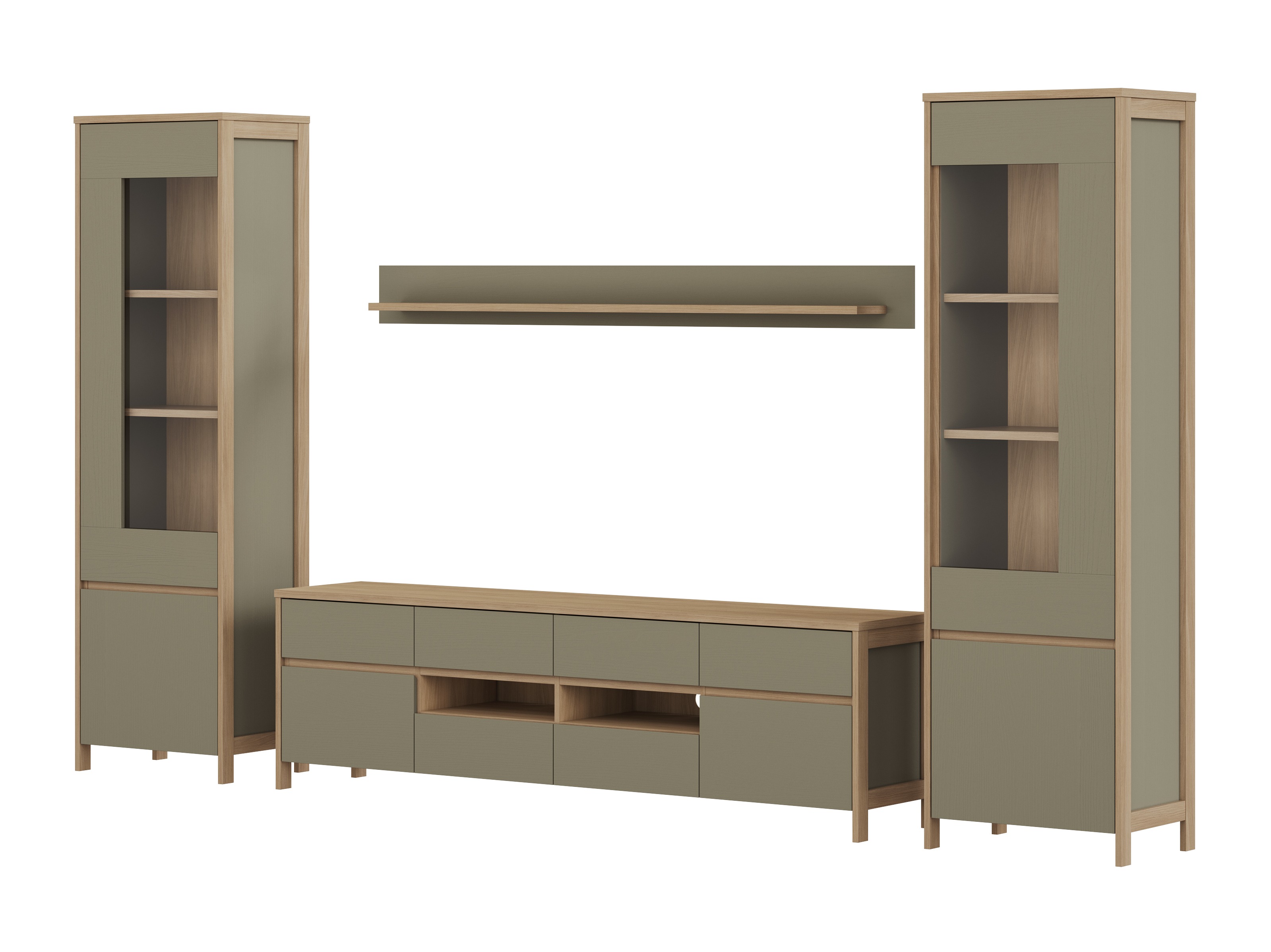 Komplet za dnevno sobo Fermaru 111 (Prašno zelena + Hrast)