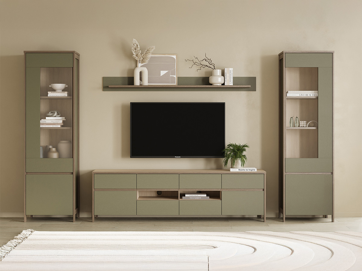 Komplet za dnevno sobo Fermaru 111 (Prašno zelena + Hrast)