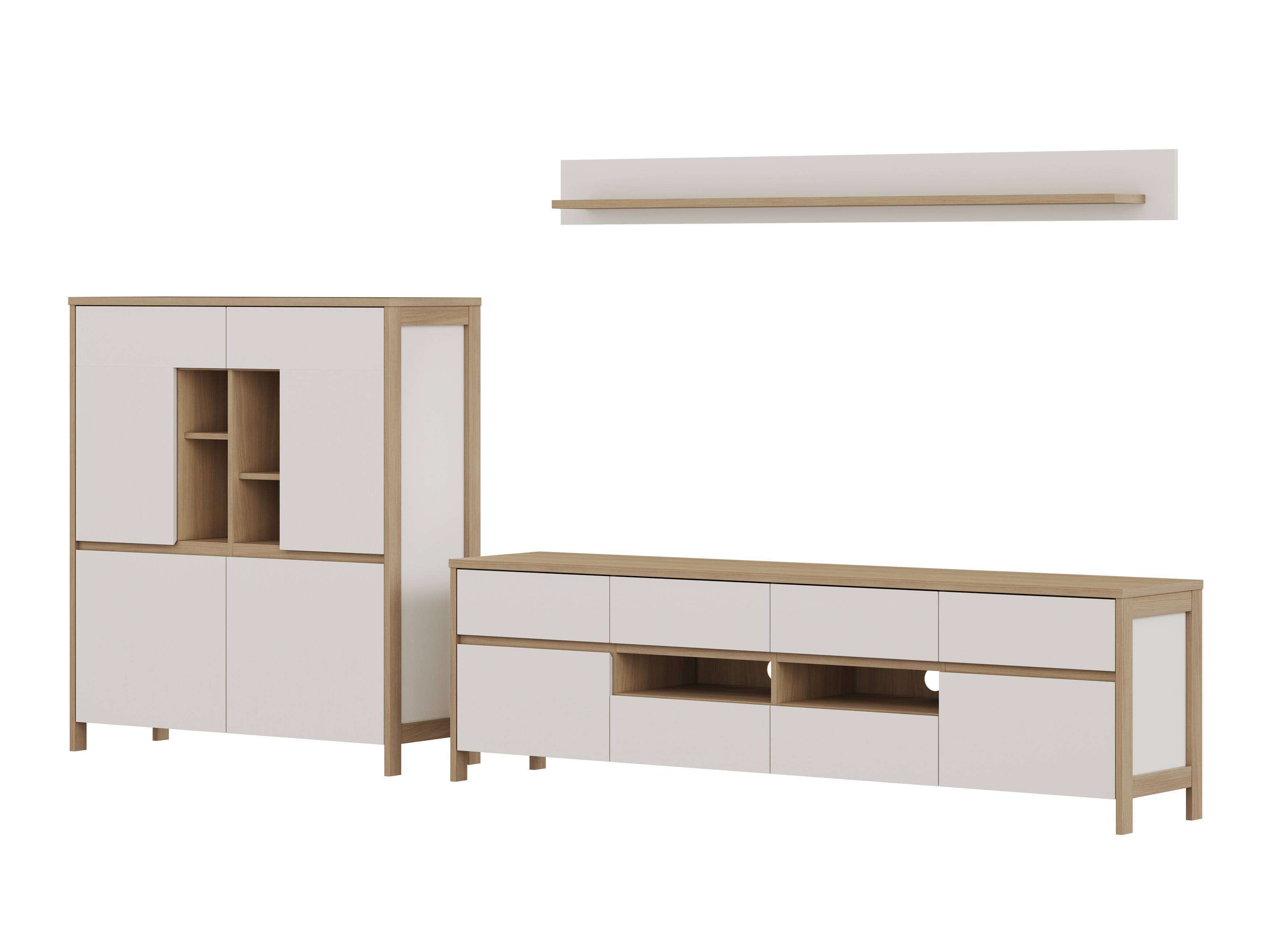 Komplet za dnevno sobo Fermaru 112 (Bela + Hrast)