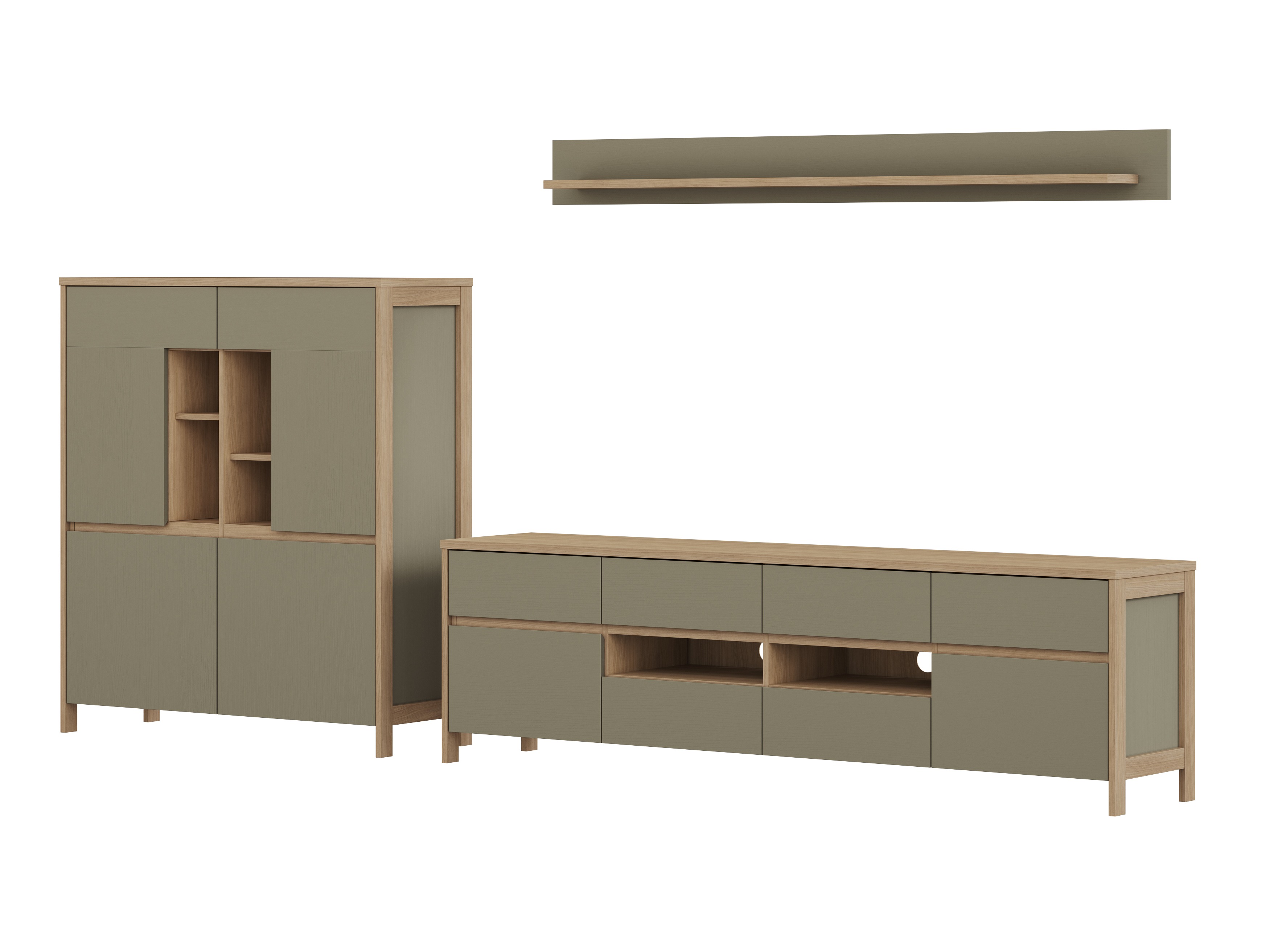 Komplet za dnevno sobo Fermaru 112 (Prašno zelena + Hrast)