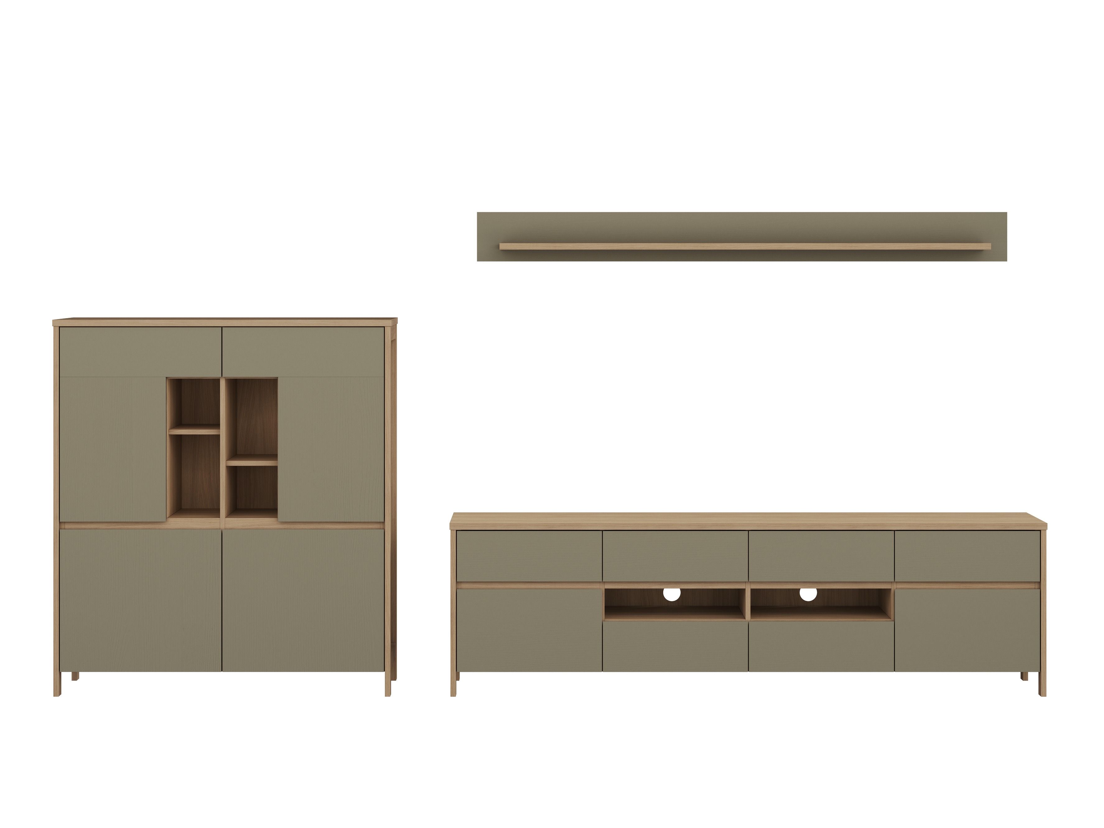 Komplet za dnevno sobo Fermaru 112 (Prašno zelena + Hrast)