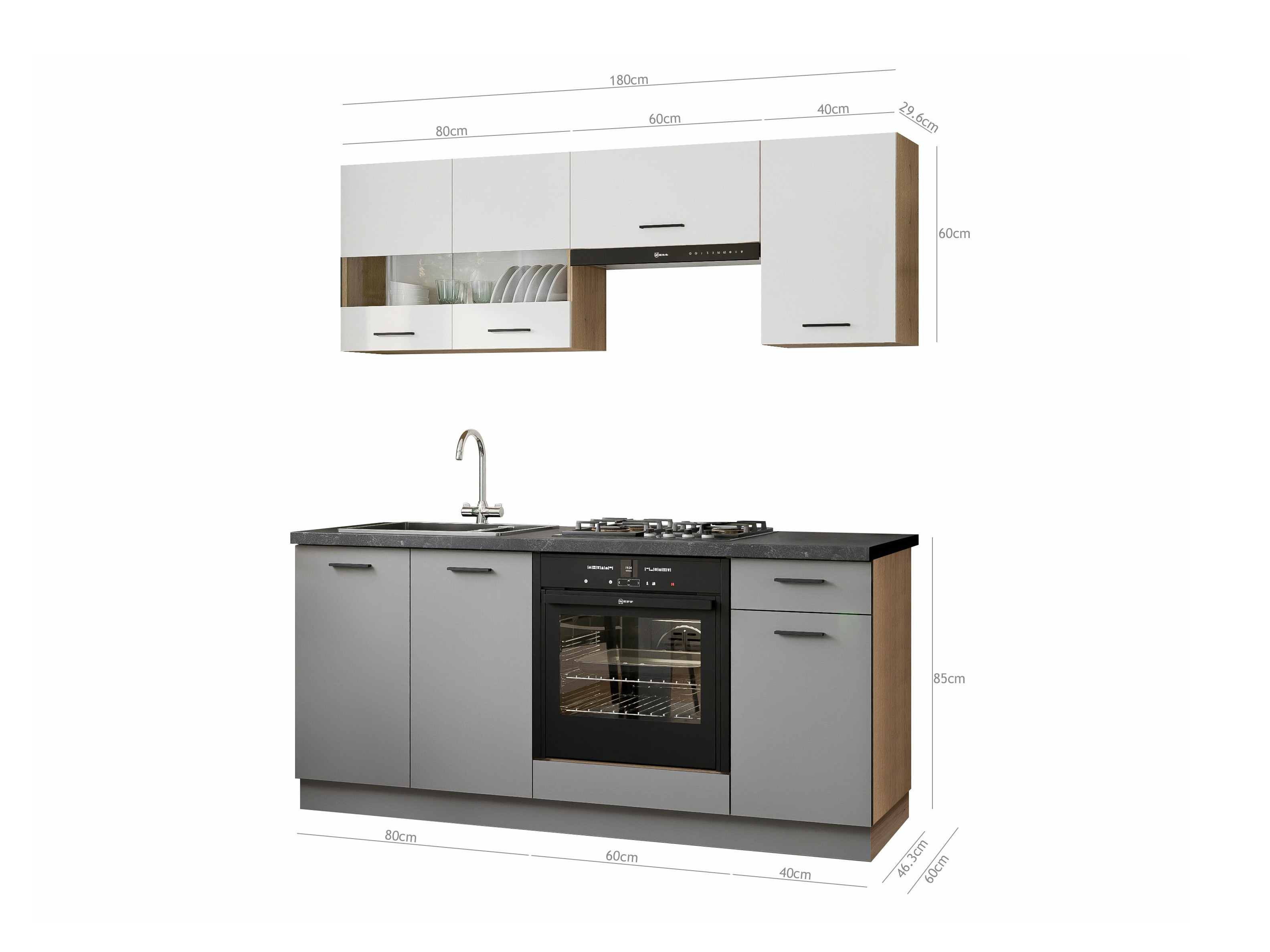 Modularni kuhinjski komplet Ati White Grey 117