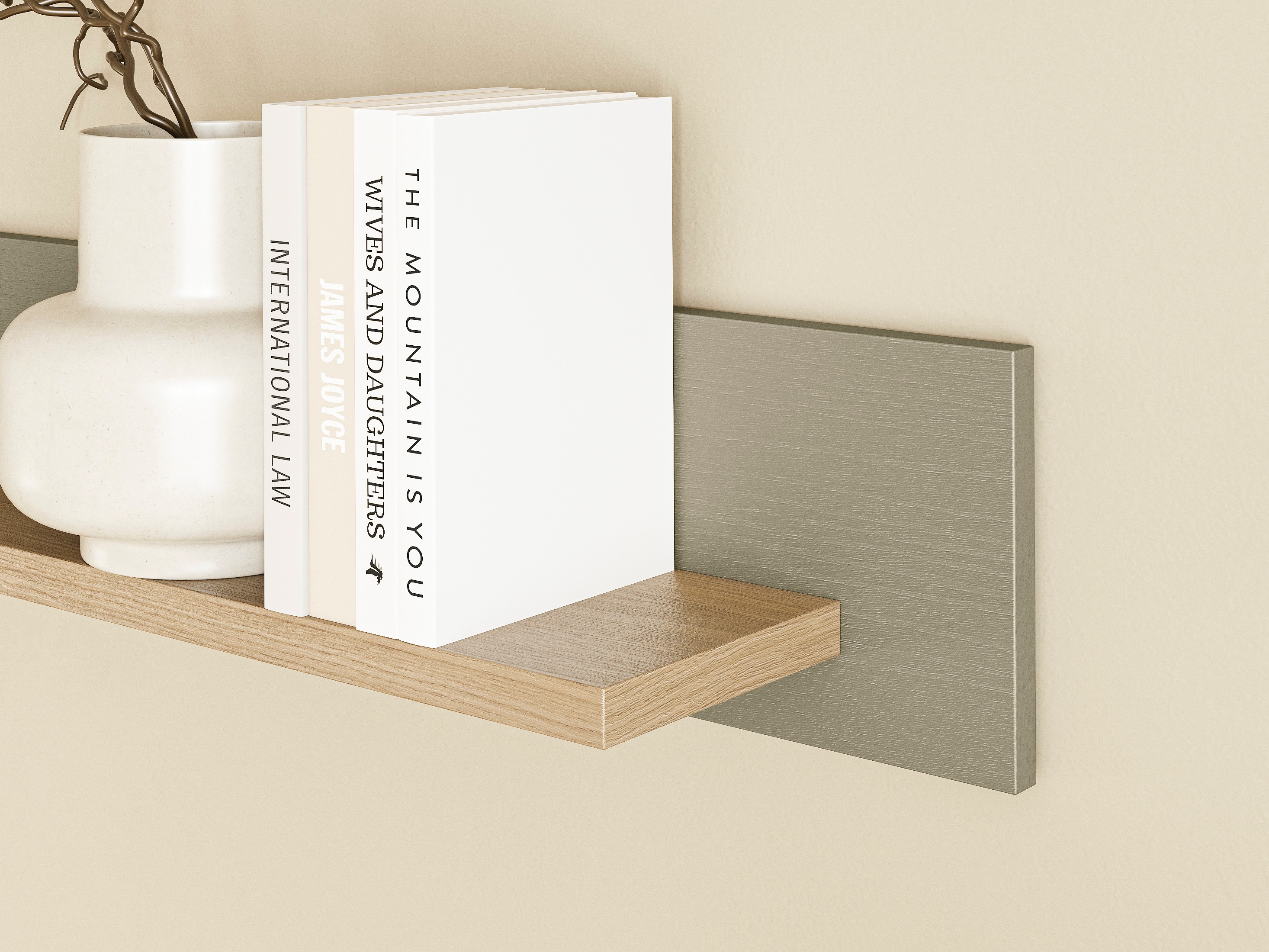 Stenska polica Fermaru 108 (Prašno zelena + Hrast)