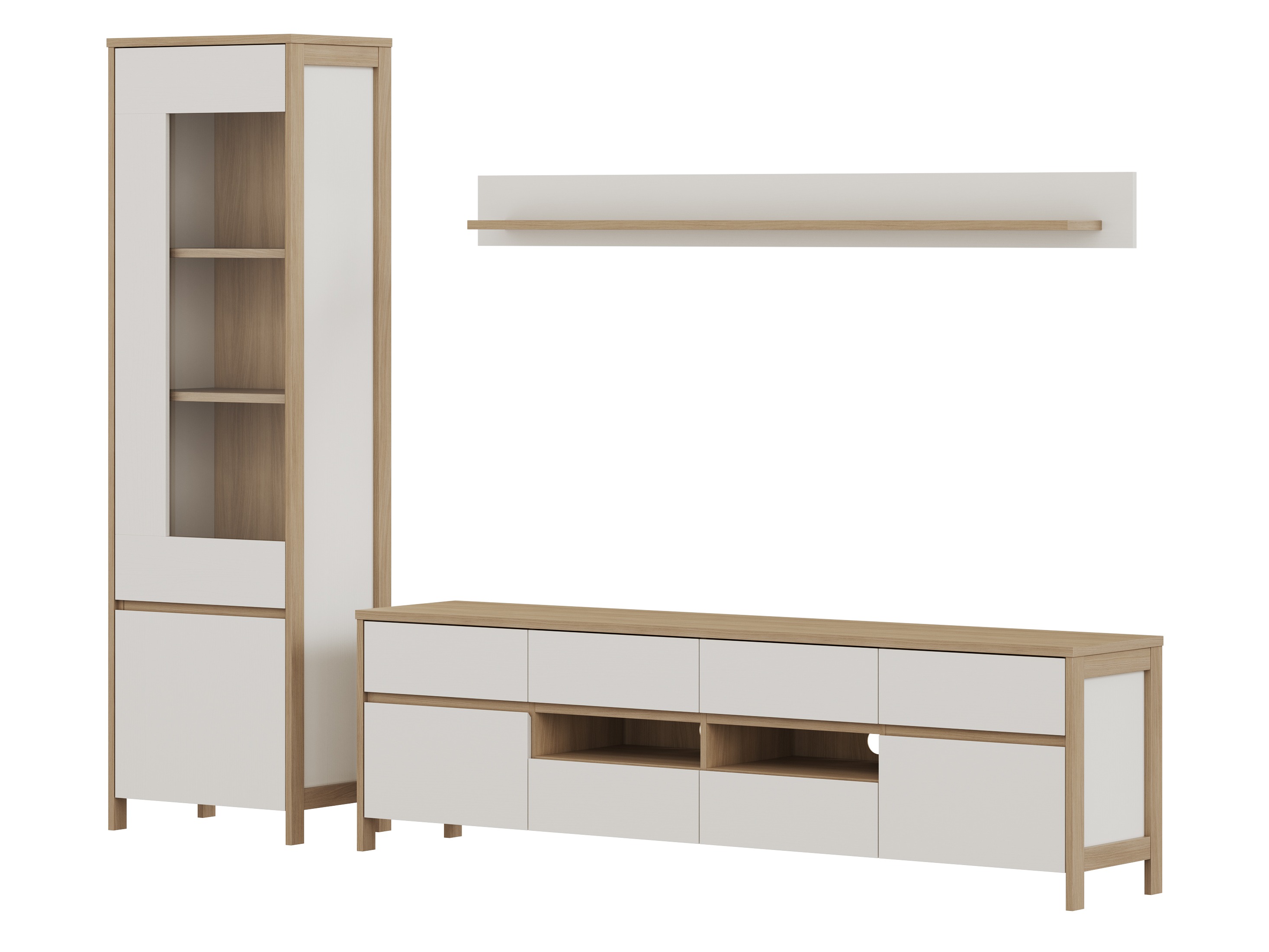 Komplet za dnevno sobo Fermaru 113 (Bela + Hrast)