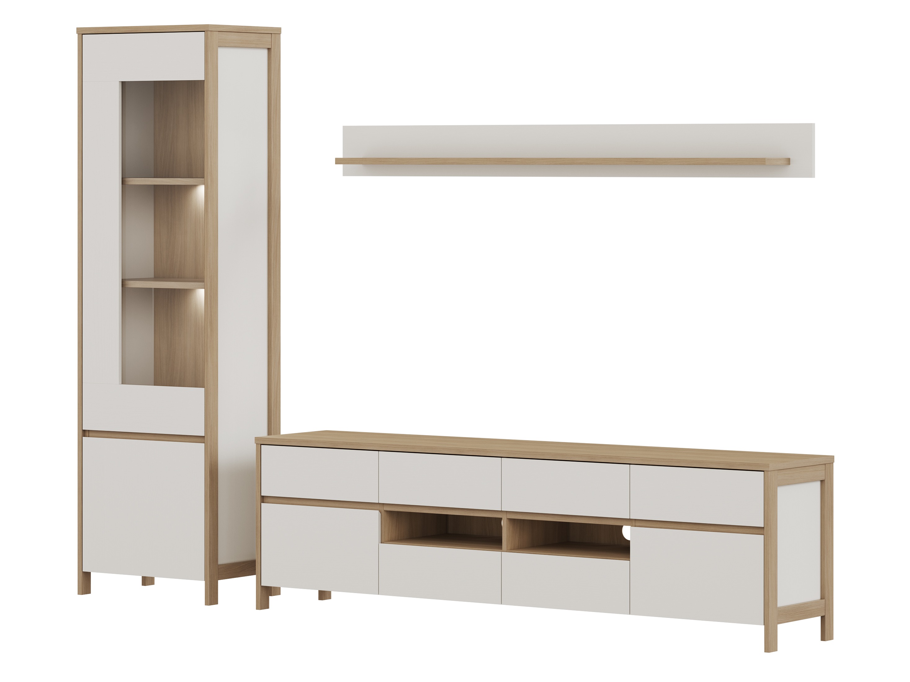 Komplet za dnevno sobo Fermaru 113 (Bela + Hrast)