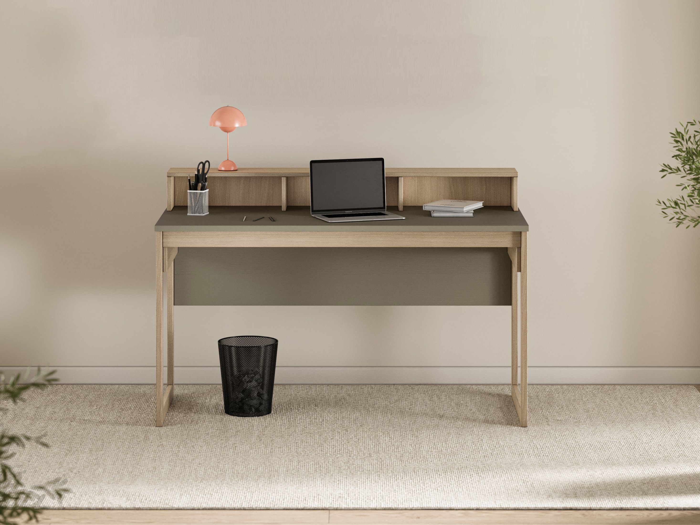 Pisalna miza Fermaru 115 (Prašno zelena + Hrast)