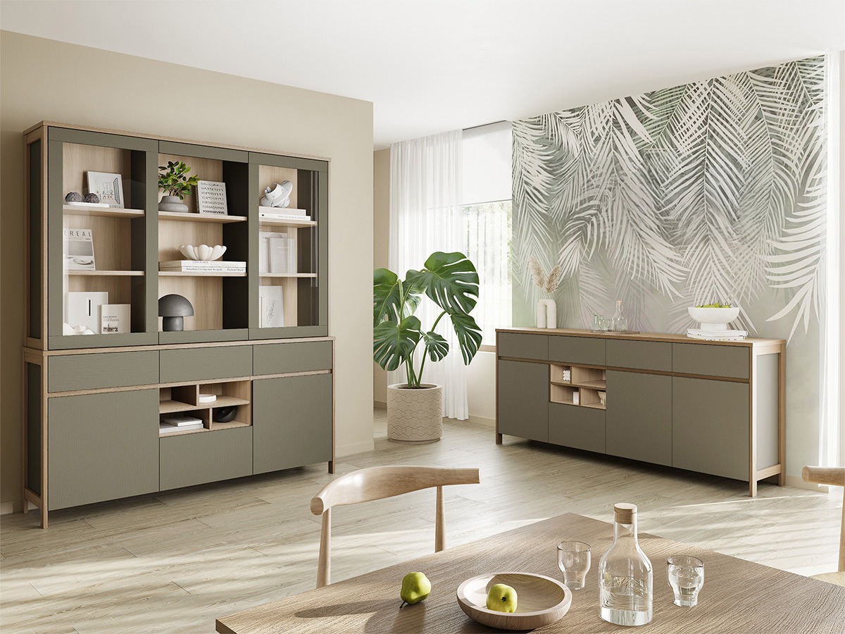 Pohištveni komplet Fermaru 114 (Prašno zelena + Hrast)