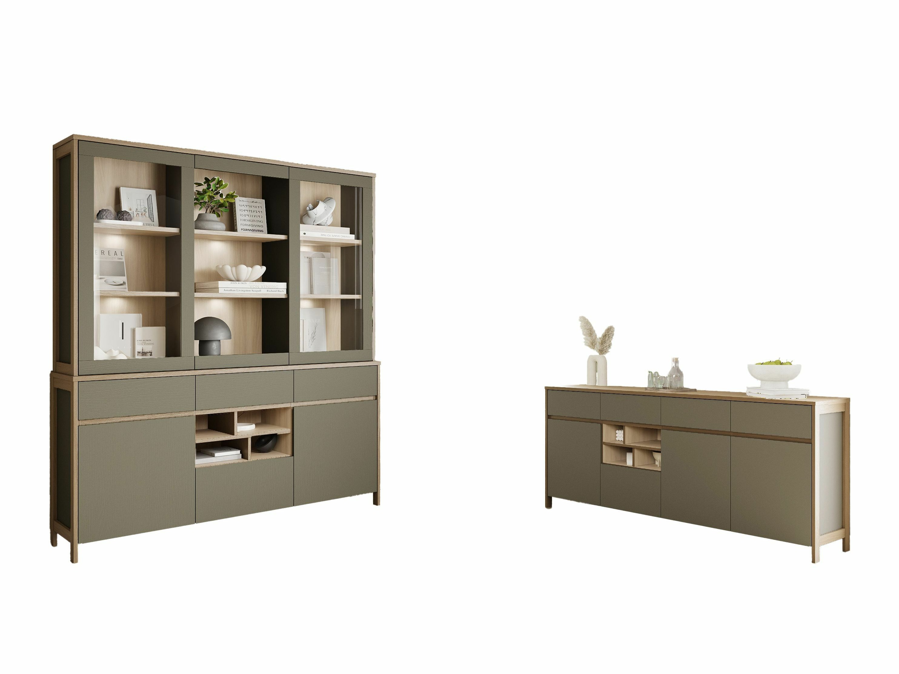 Pohištveni komplet Fermaru 114 (Prašno zelena + Hrast)