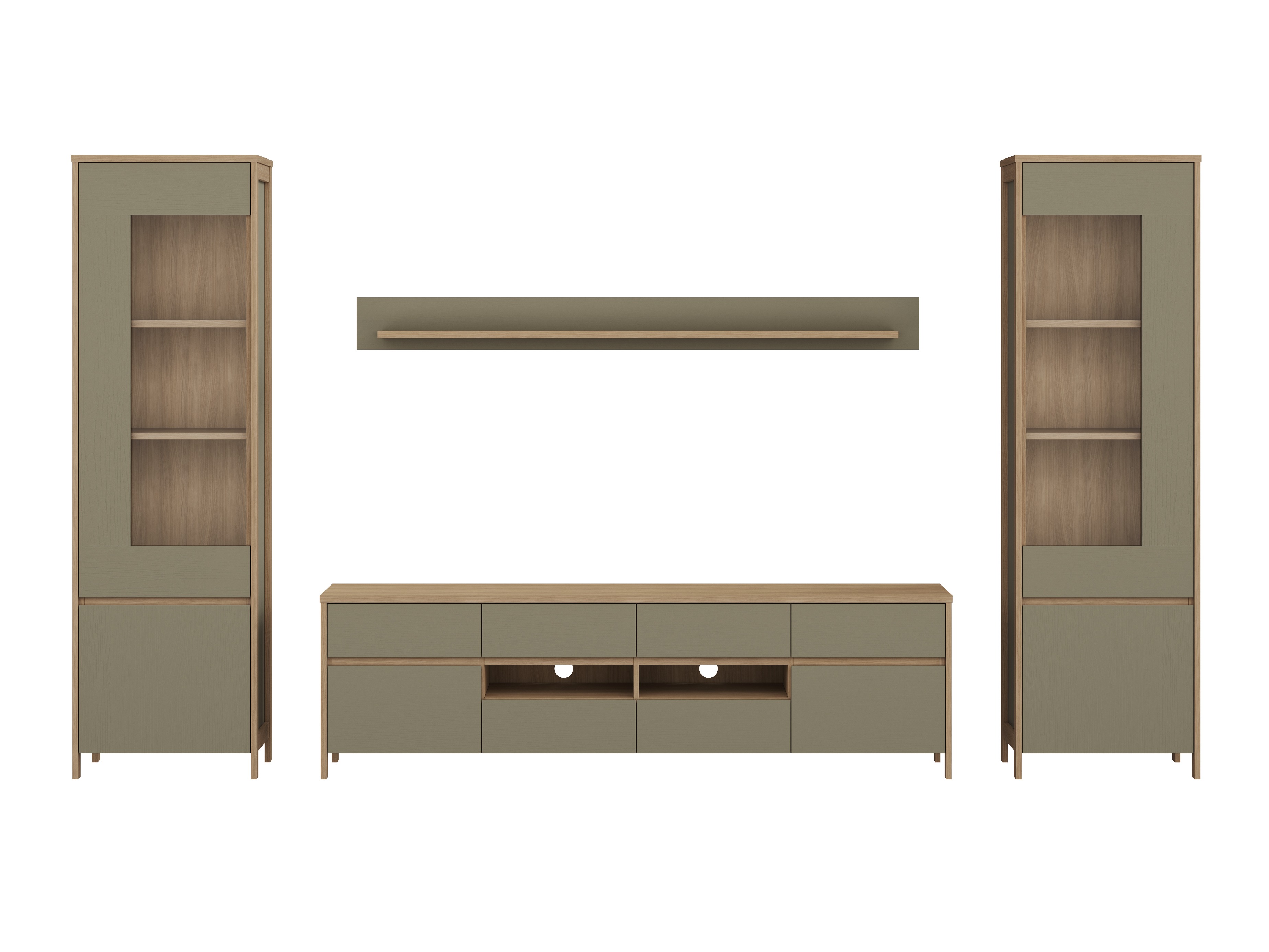 Komplet za dnevno sobo Fermaru 111 (Prašno zelena + Hrast)