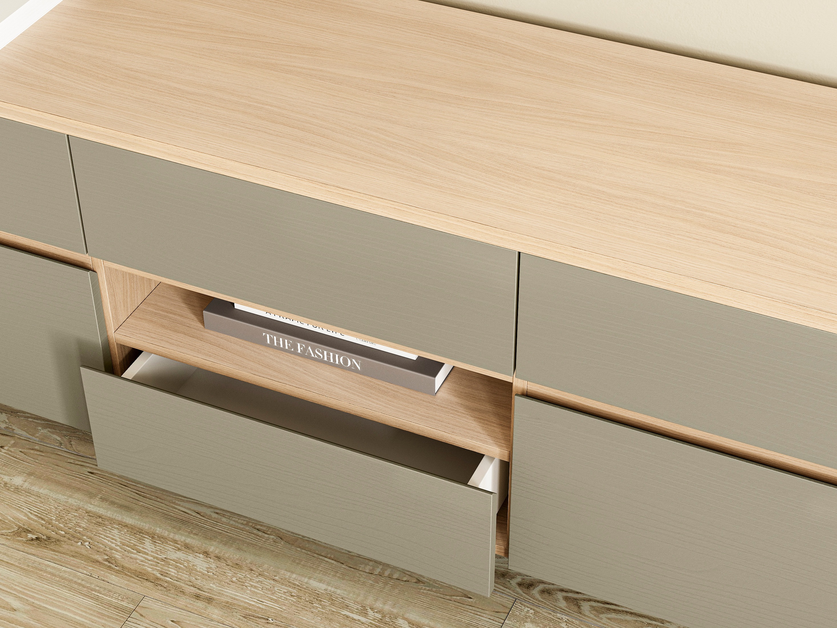 Komplet za dnevno sobo Fermaru 111 (Prašno zelena + Hrast)