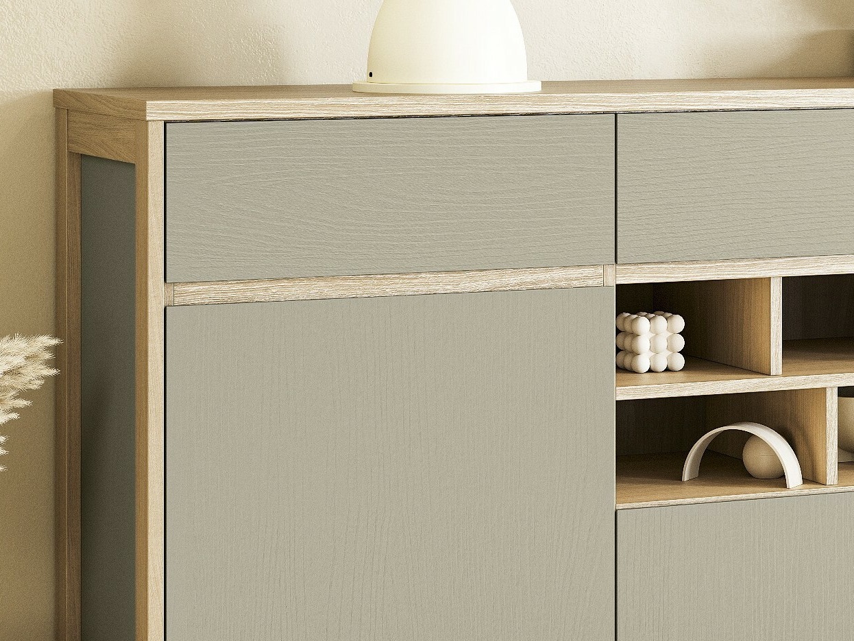 Komplet za domačo pisarno Fermaru 116 (Prašno zelena + Hrast)