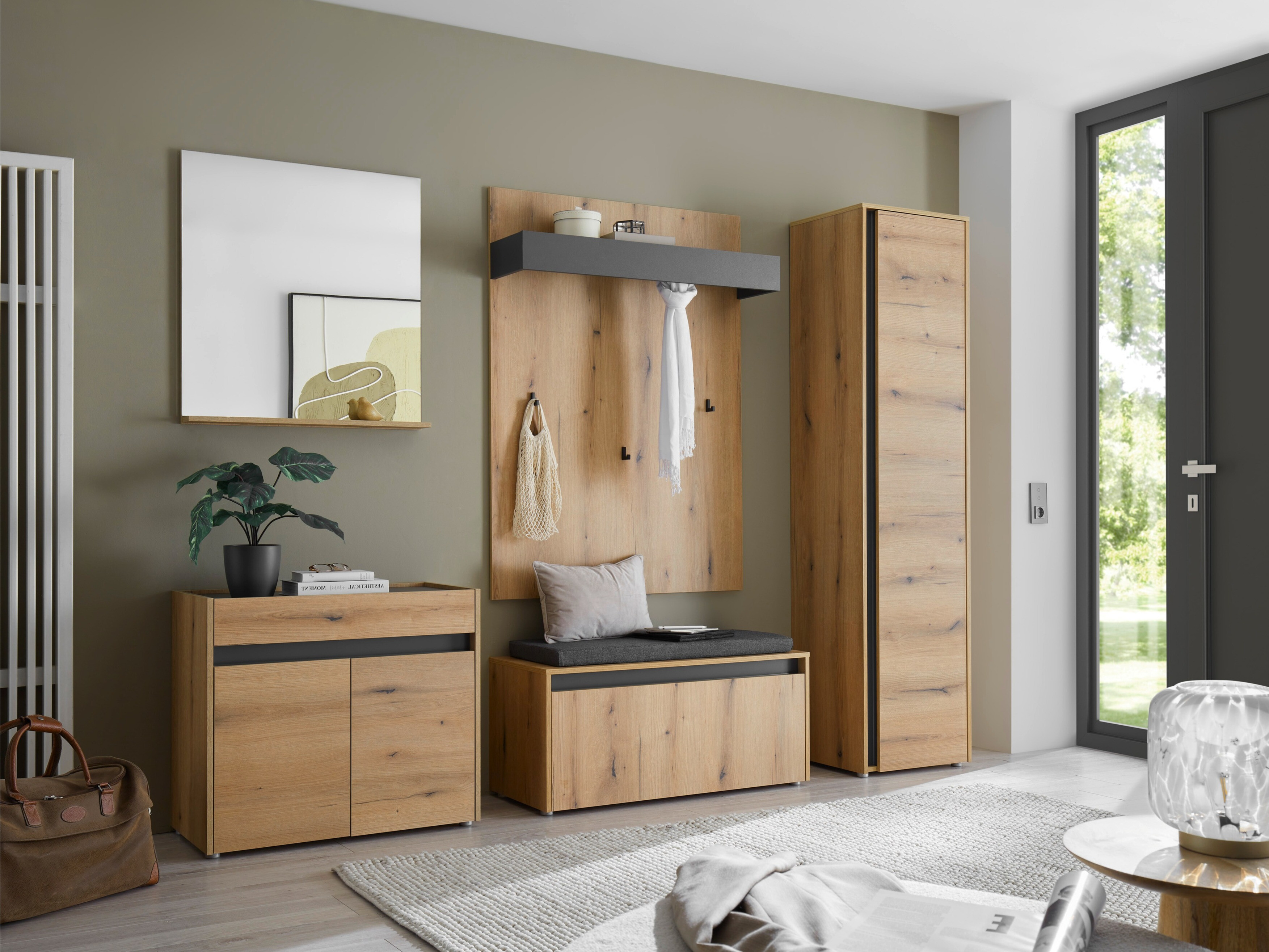 Komplet za predsobo Elbsori 168 (Hrast)