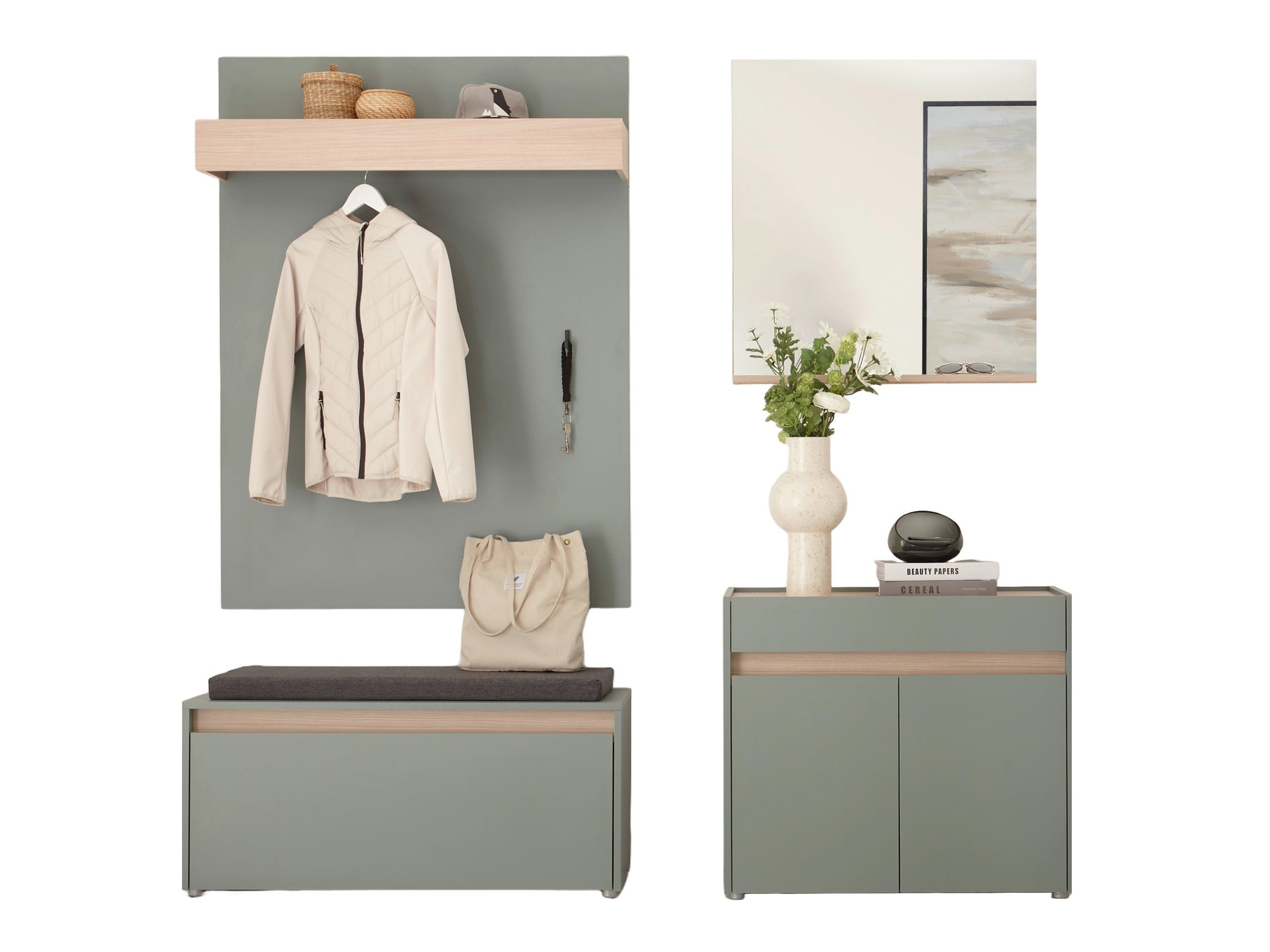 Komplet za predsobo Elbsori 168 (Zelena)