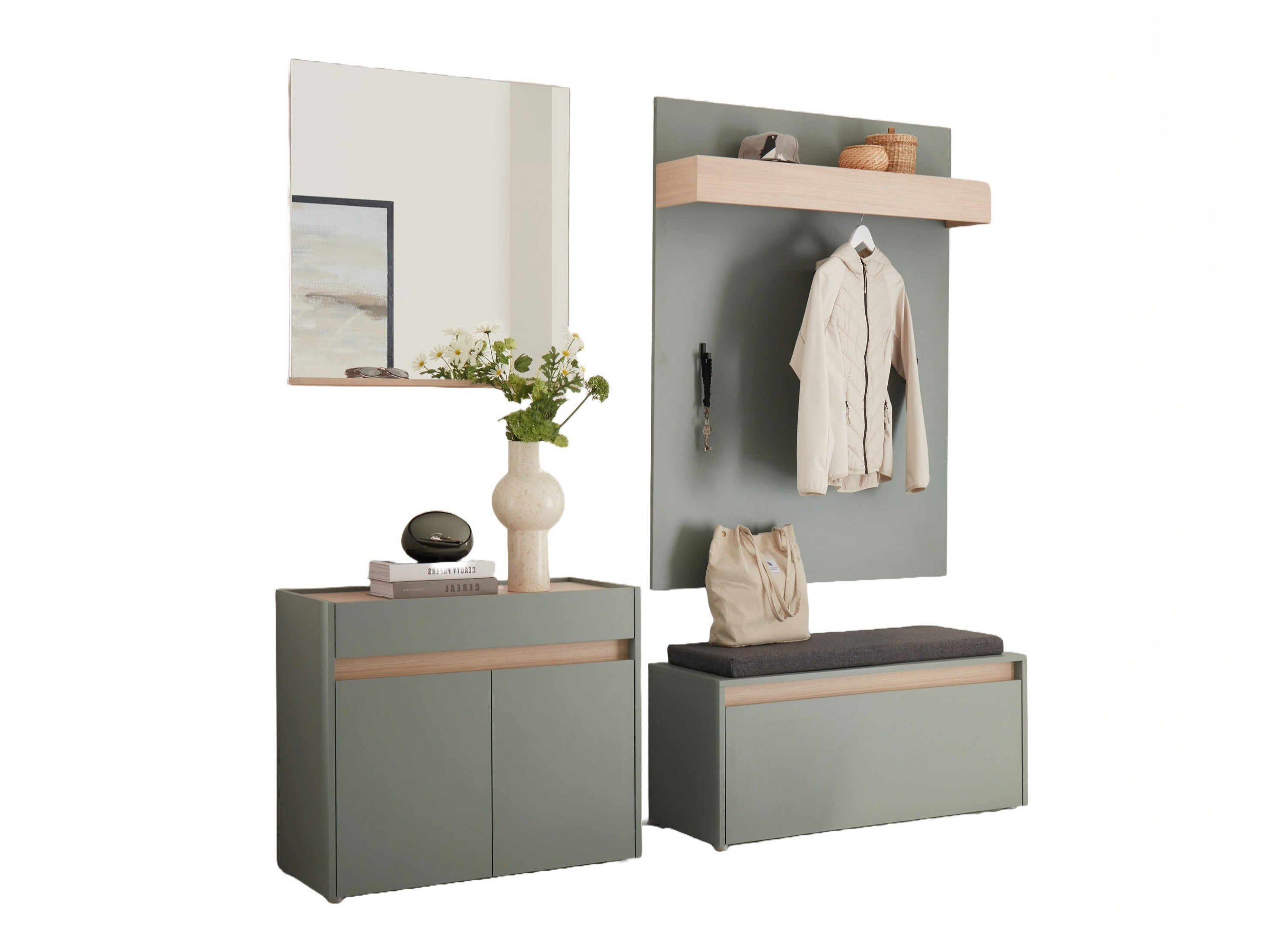 Komplet za predsobo Elbsori 168 (Zelena)