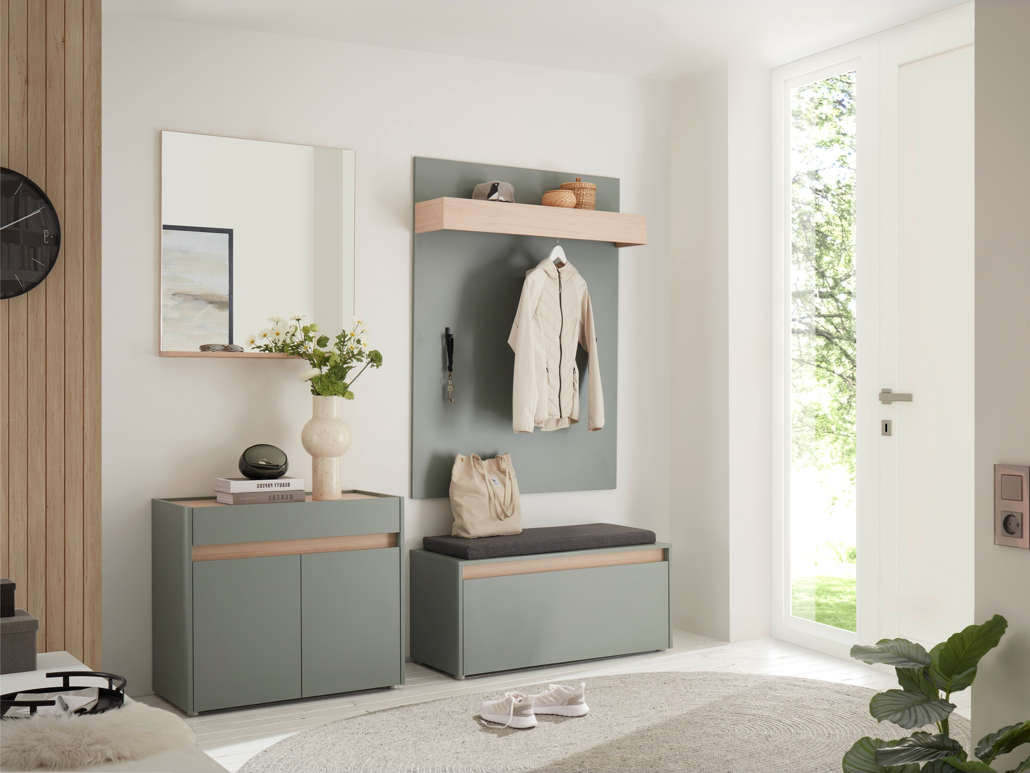 Komplet za predsobo Elbsori 168 (Zelena)