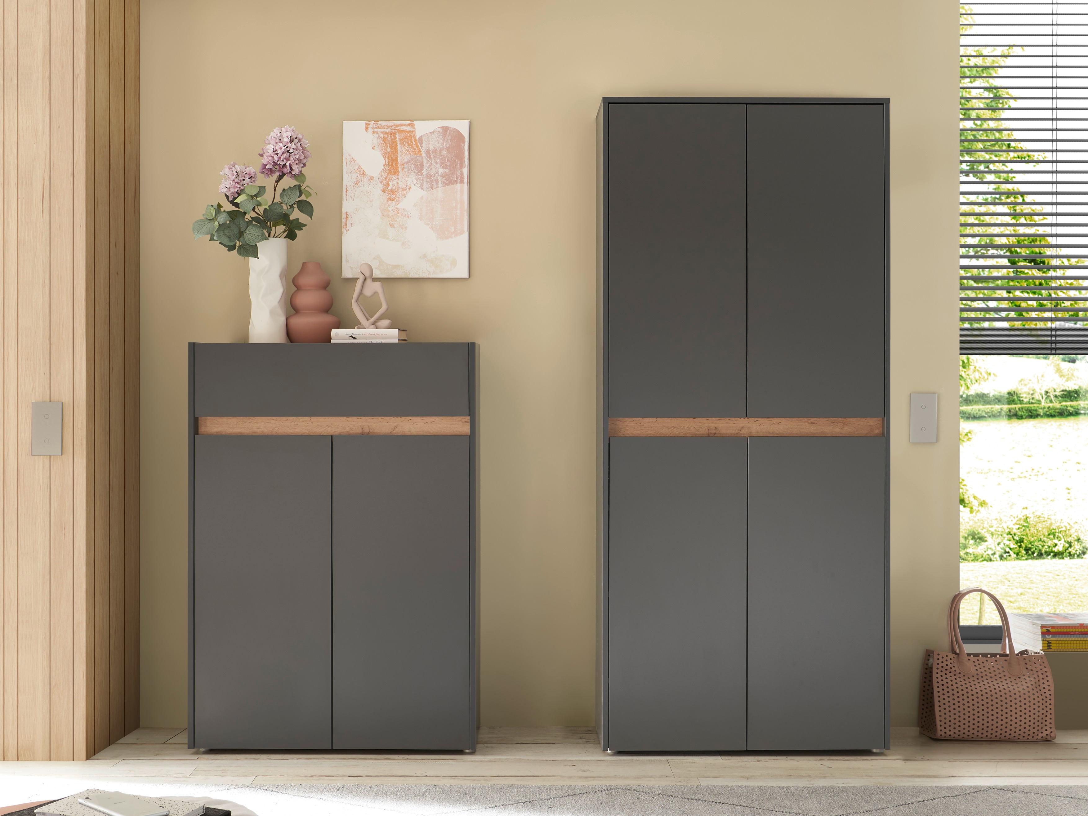 Komplet za predsobo Elbsori 175 (Antracit + Wotan hrast)