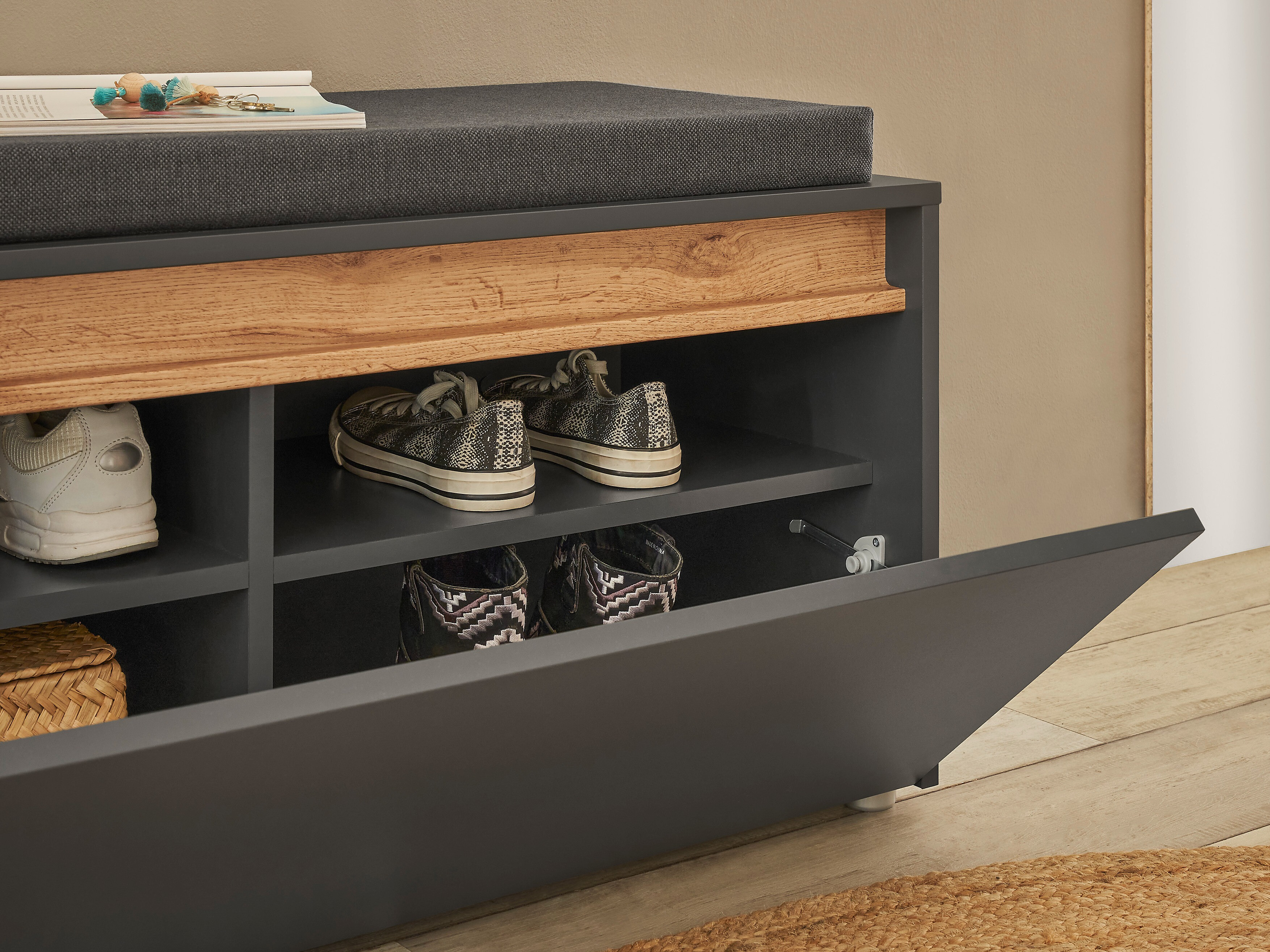 Komplet za predsobo Elbsori 176 (Antracit + Wotan hrast)