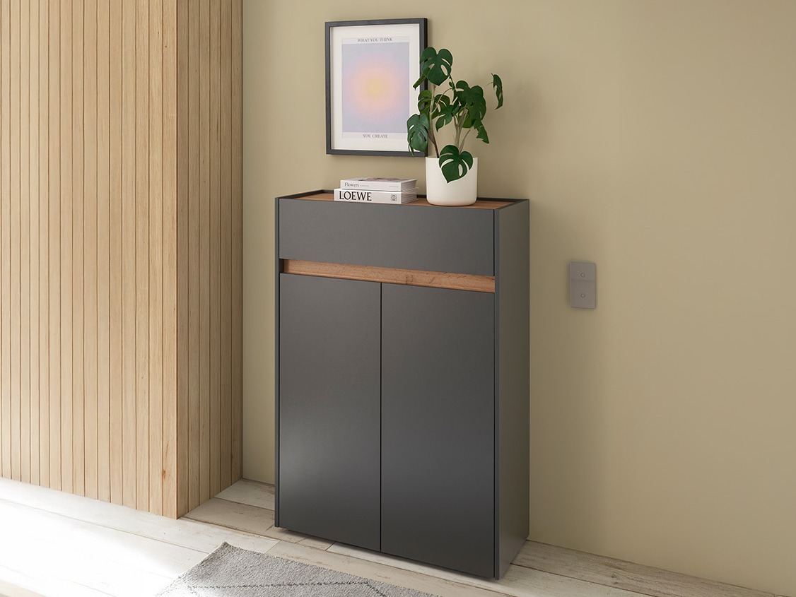 Regal za čevlje Elbsori 173 (Antracit + Wotan hrast)