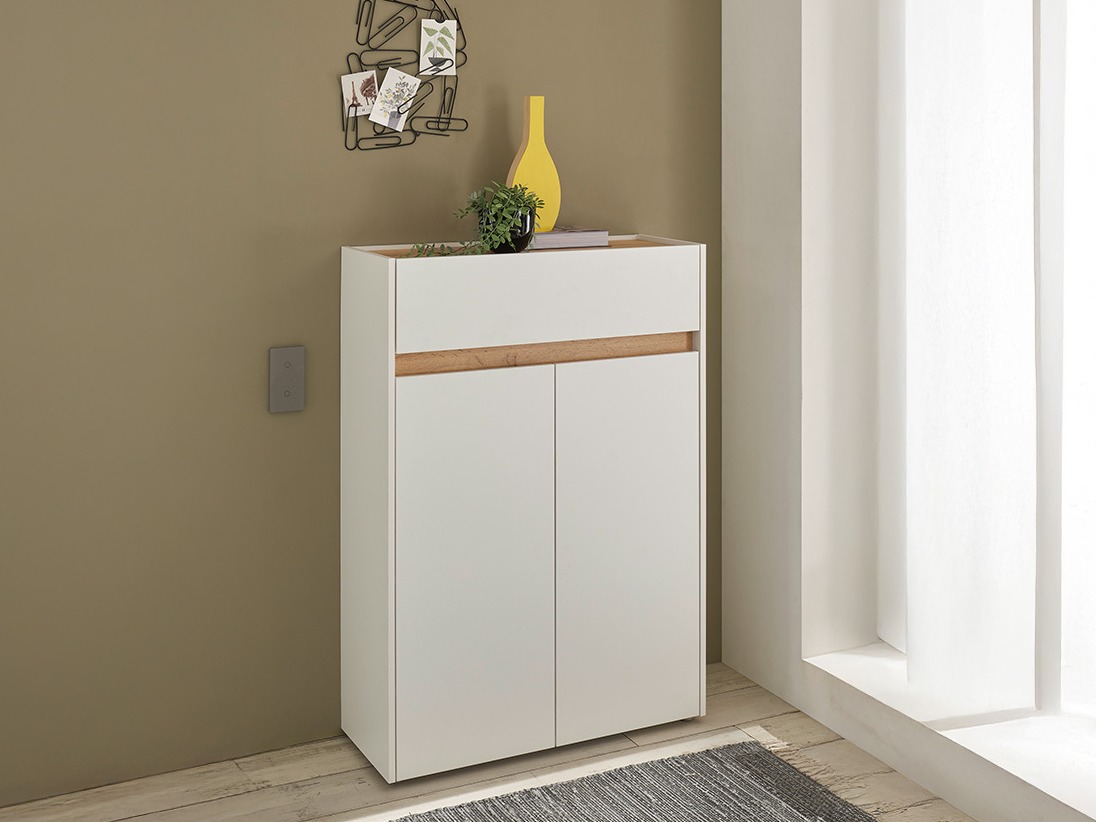 Regal za čevlje Elbsori 173 (Bela + Wotan hrast)