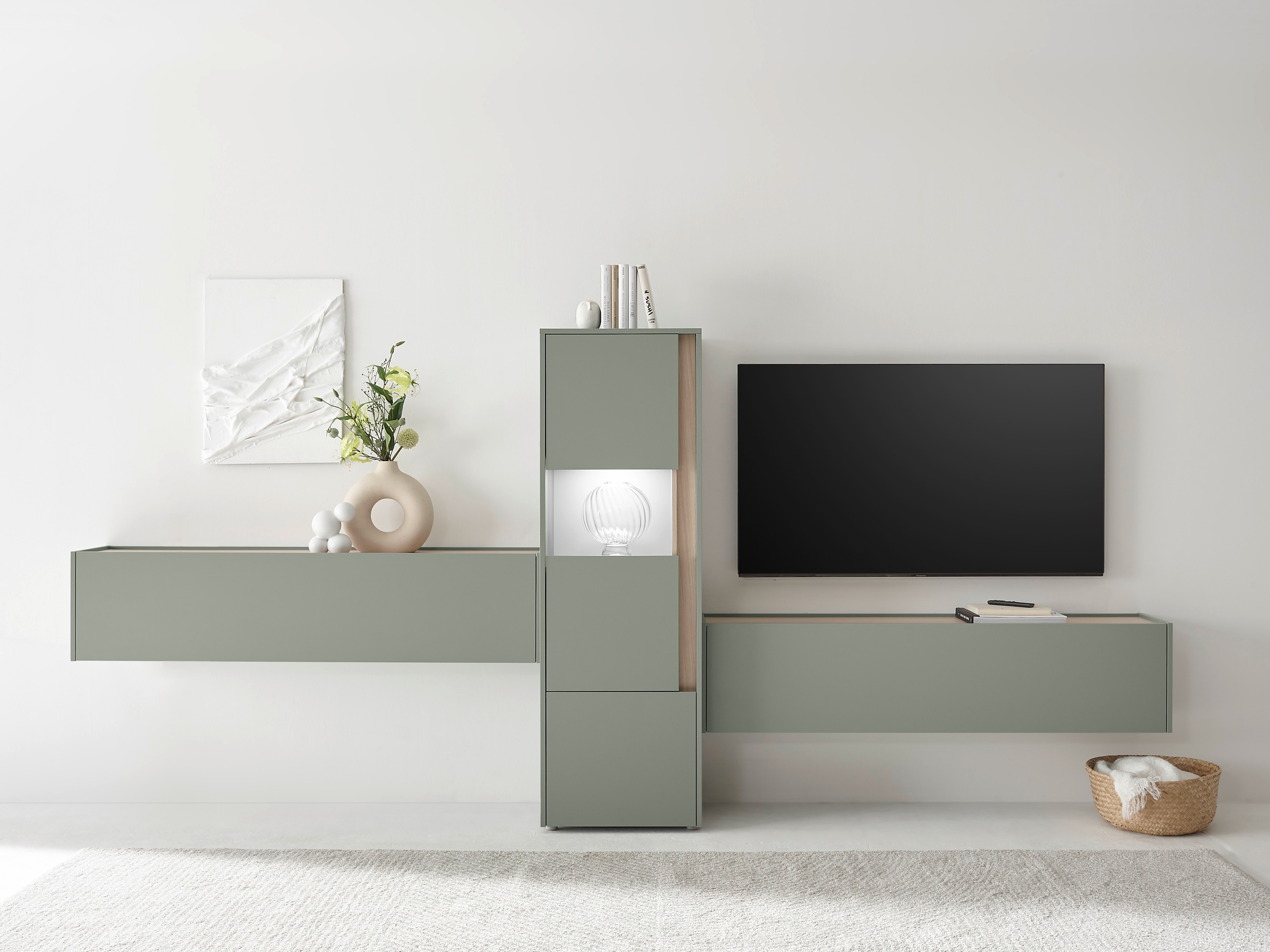 Komplet za dnevno sobo Elbsori 122 (Zelena + Hrast)