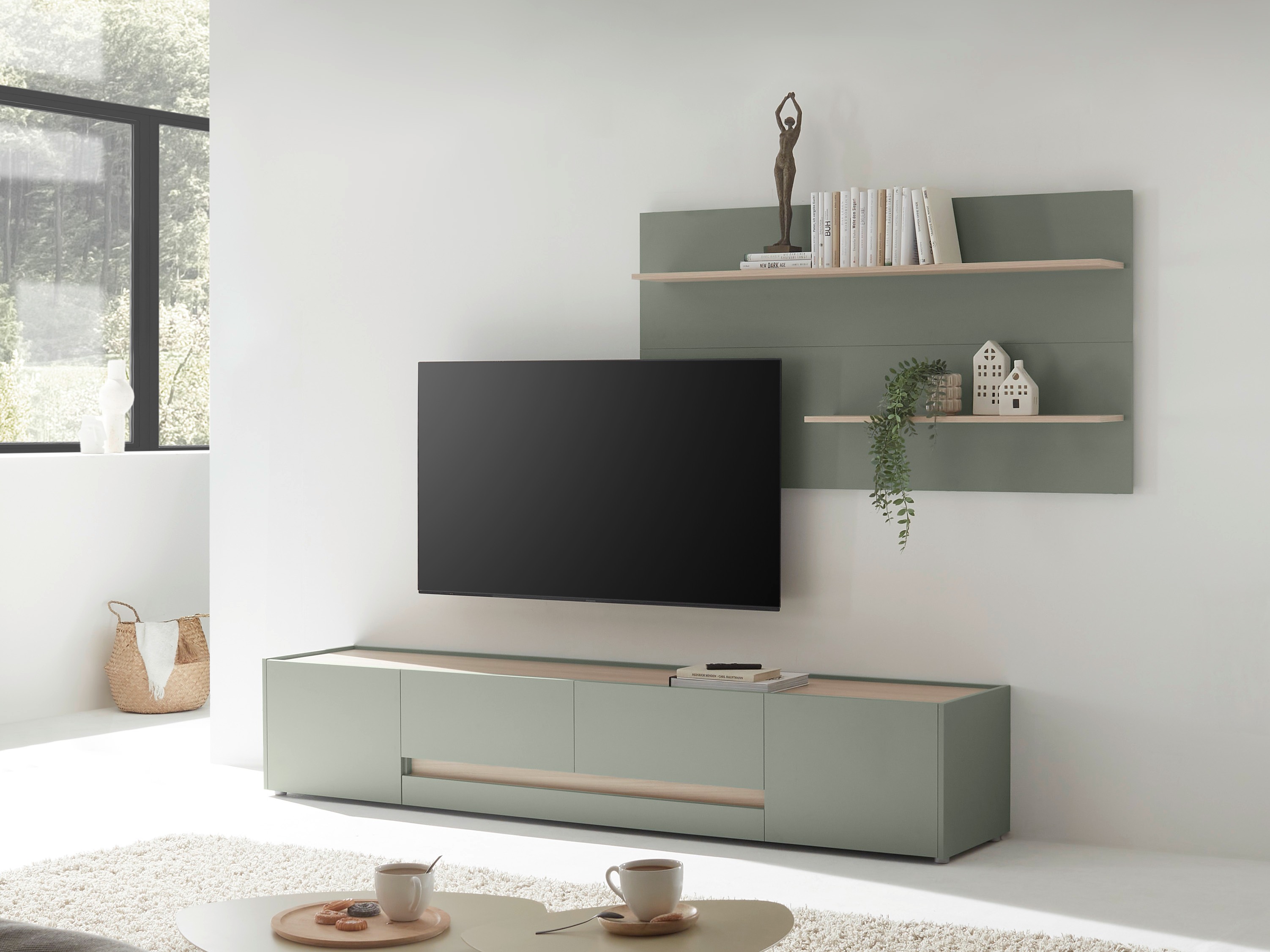 Komplet za dnevno sobo Elbsori 124 (Zelena + Hrast)