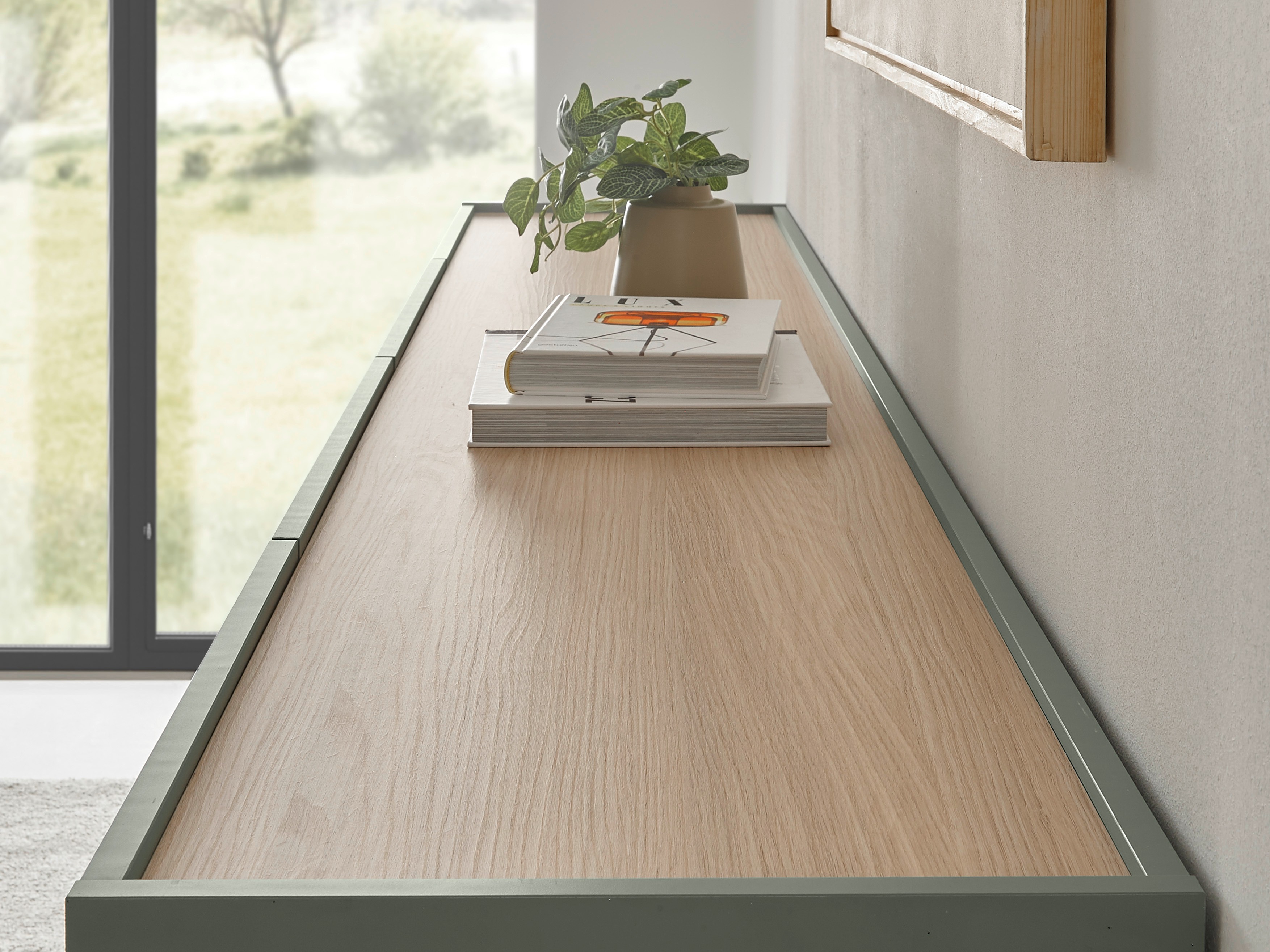 Komplet za dnevno sobo Elbsori 135 (Zelena + Hrast)