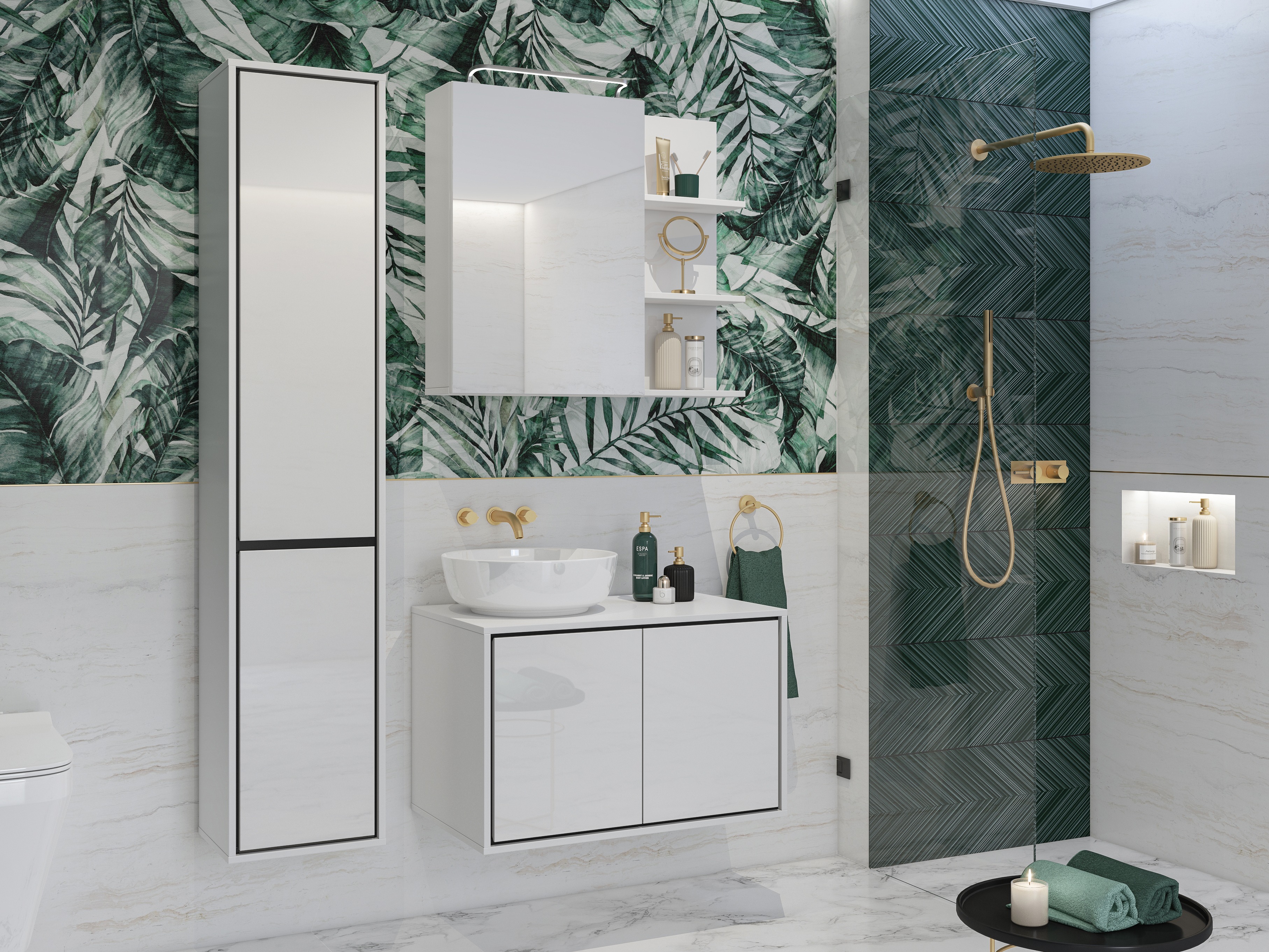 Kopalniški komplet Tecavu 105 (Sijaj bela + Bela)