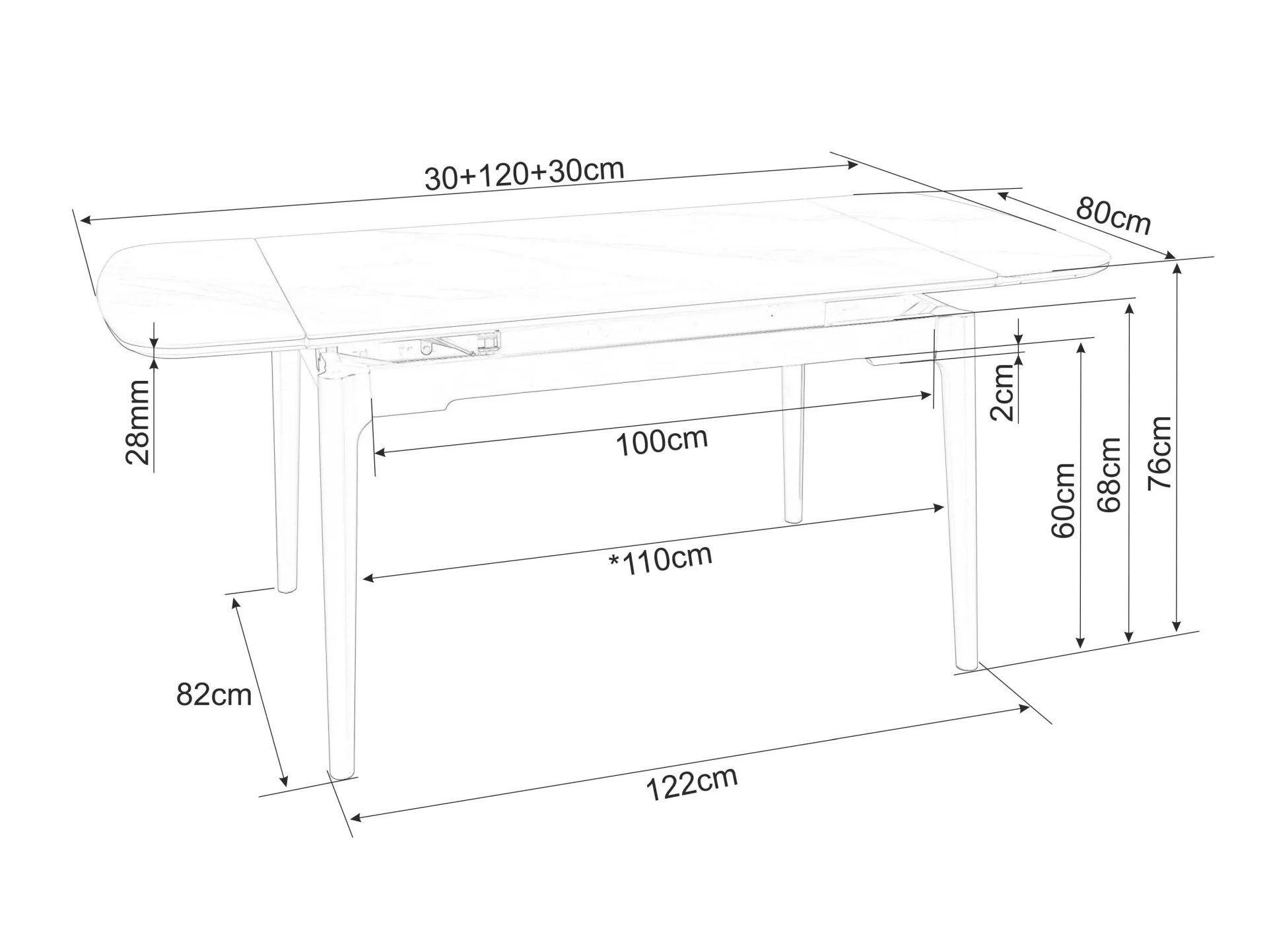 Miza Detroit 921 (Beli marmor)