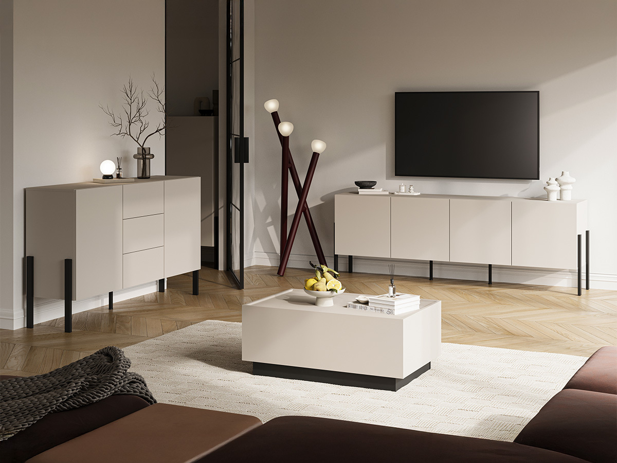 Raztegljiva klubska mizica Austin 380 (Kašmir + Črna)