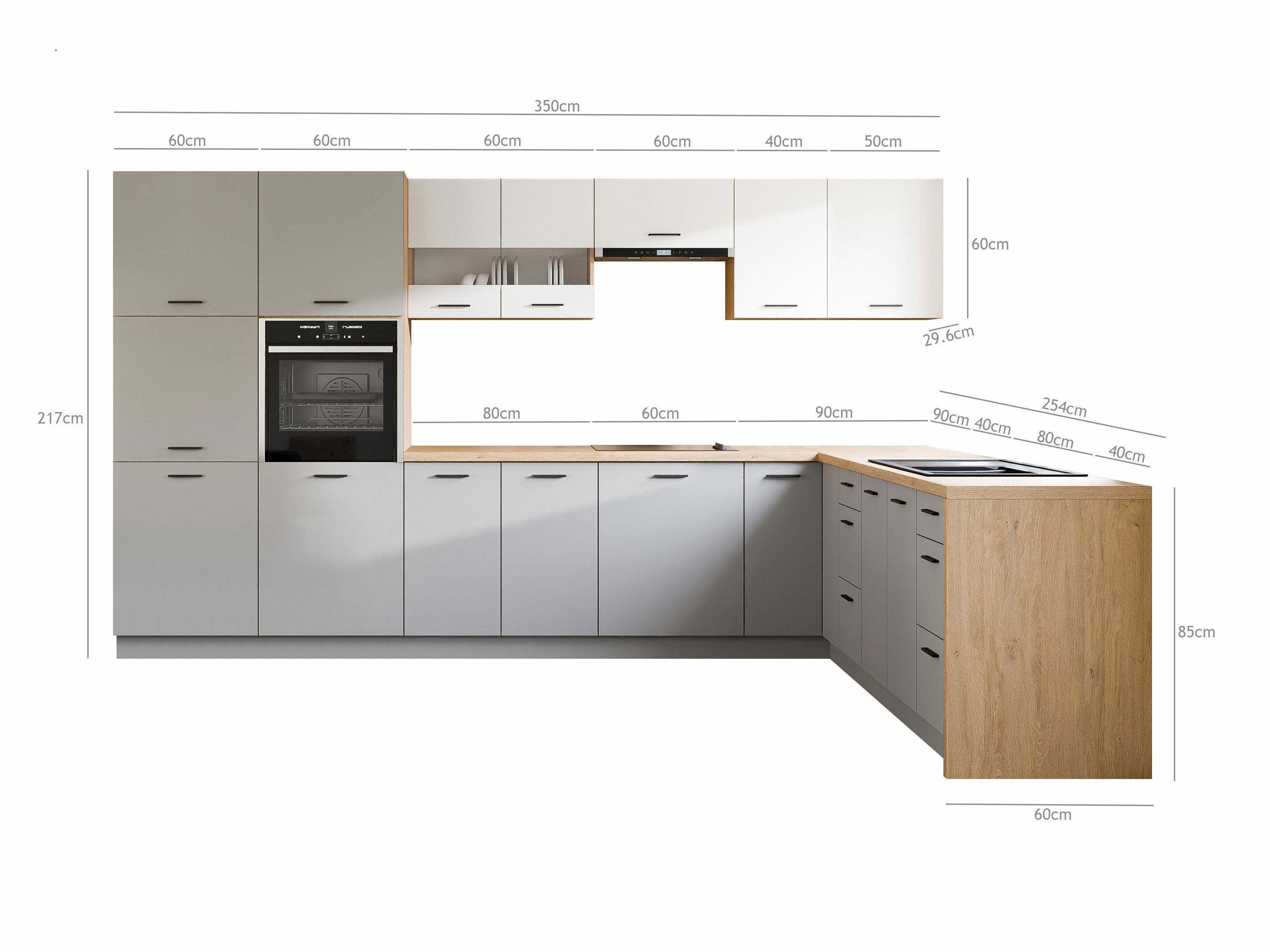 Modularni kuhinjski komplet Ati White Grey 118