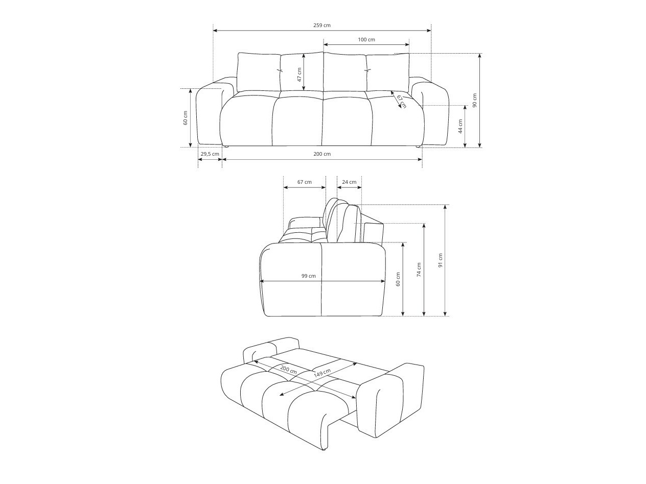 Kavč z ležiščem Kingston 154 (Flow 09)