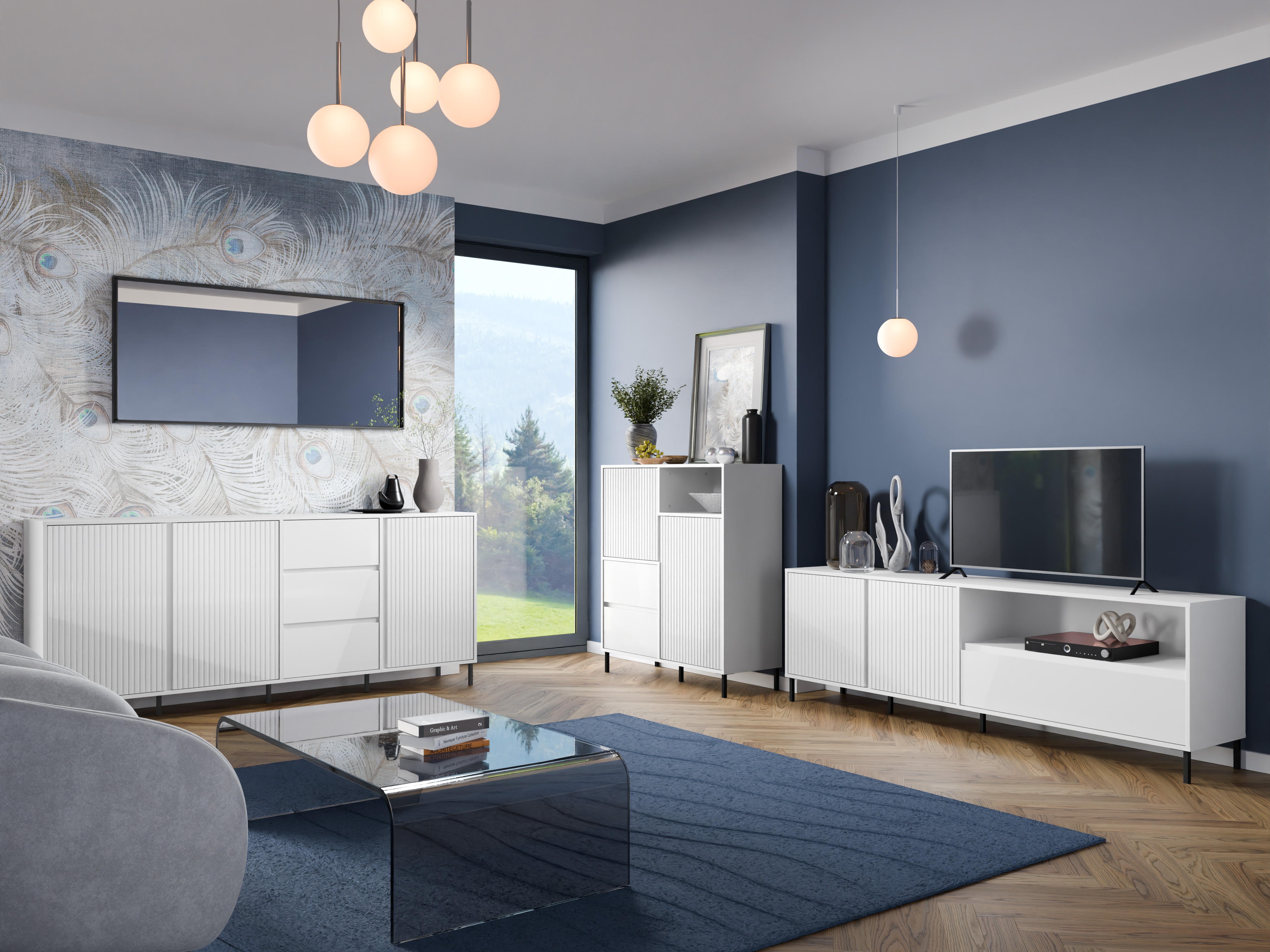 Komplet za dnevno sobo Ruvrevi 105 (Bela)