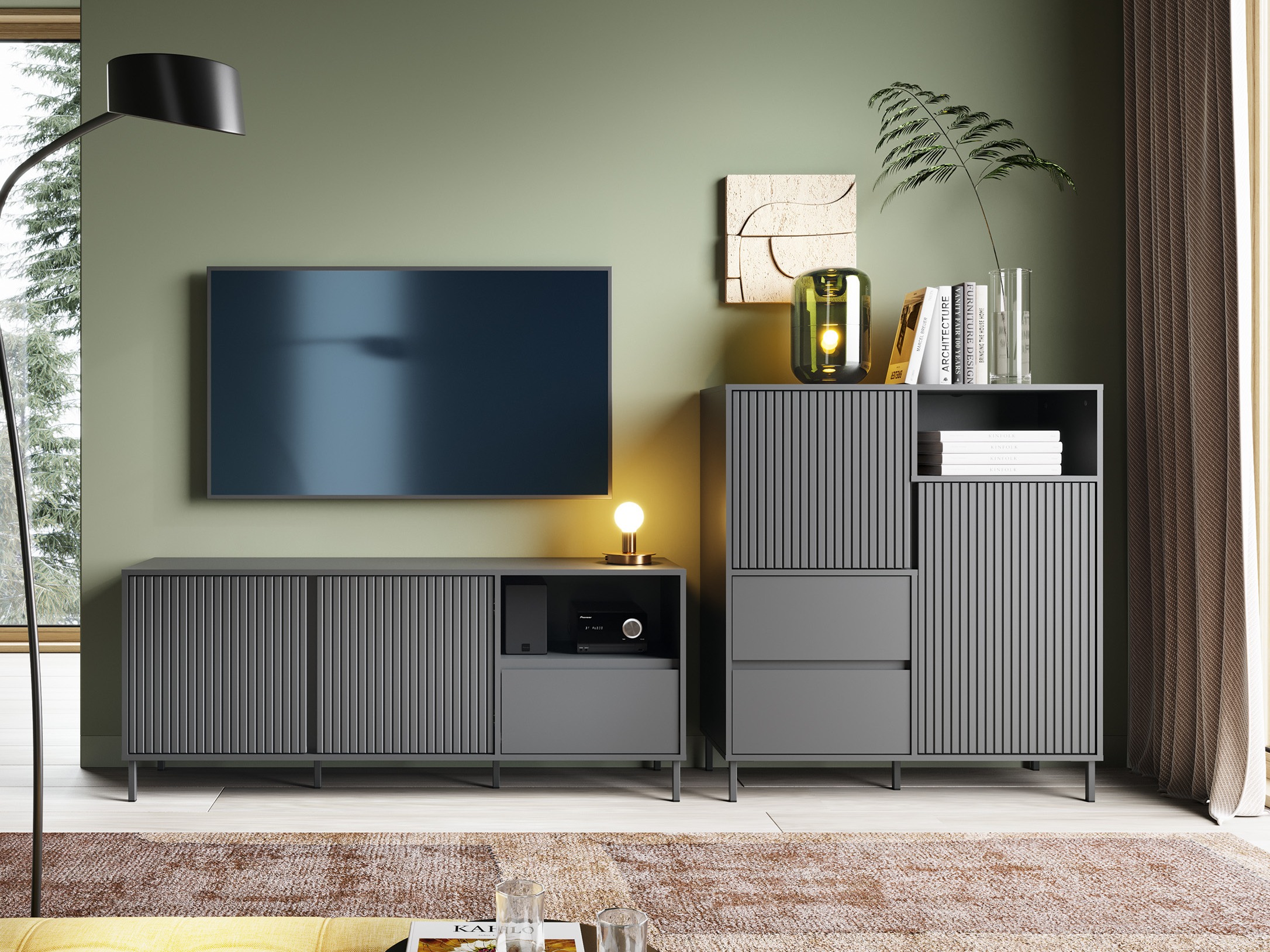 Komplet za dnevno sobo Ruvrevi 106 (Antracit)