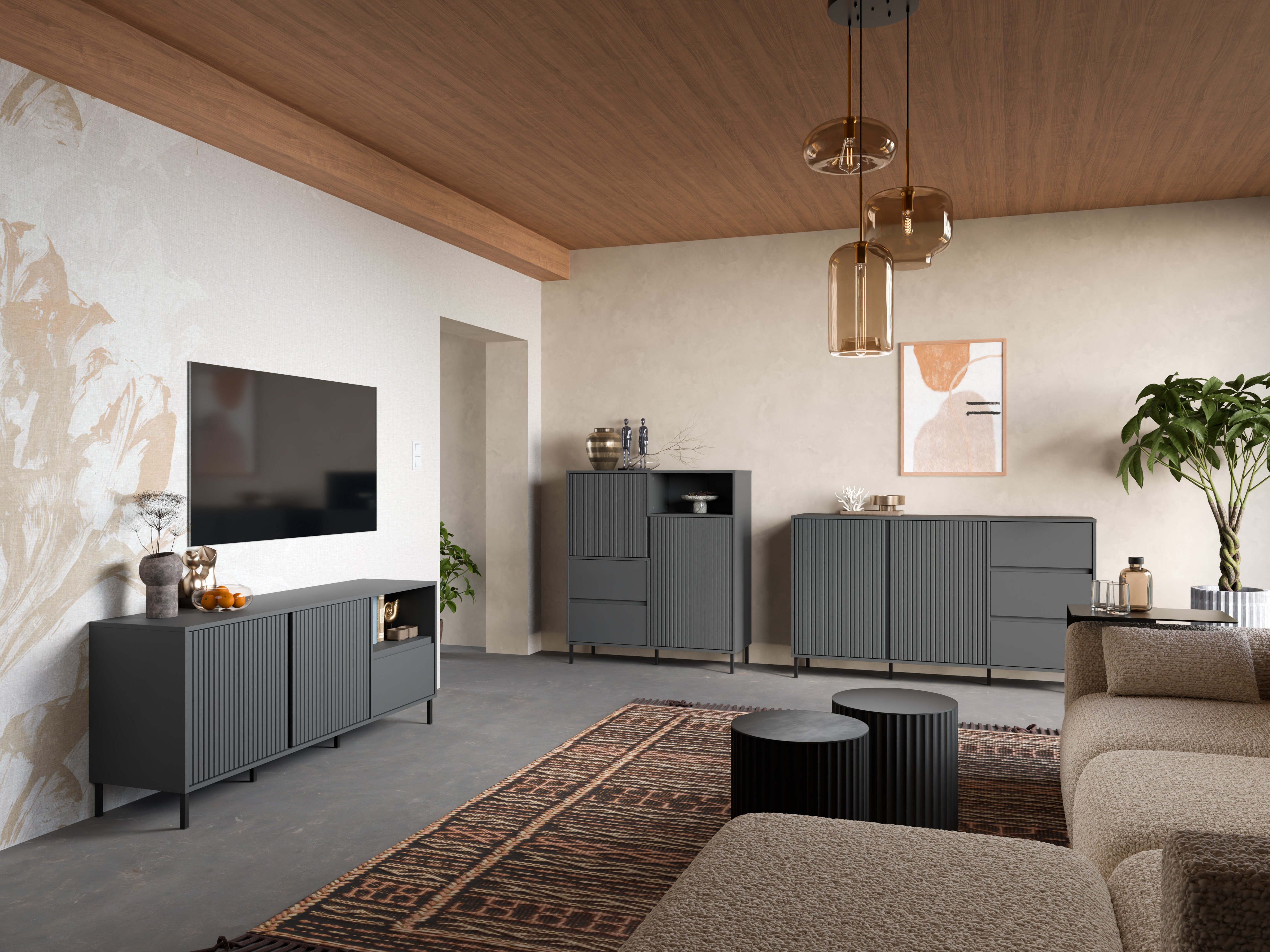 Komplet za dnevno sobo Ruvrevi 106 (Antracit)