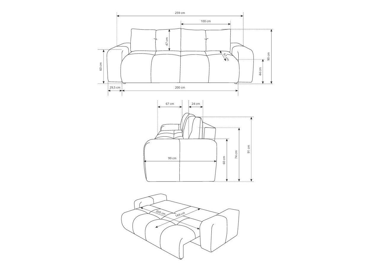 Raztegljiv kavč Kingston 154 (Curio 09)