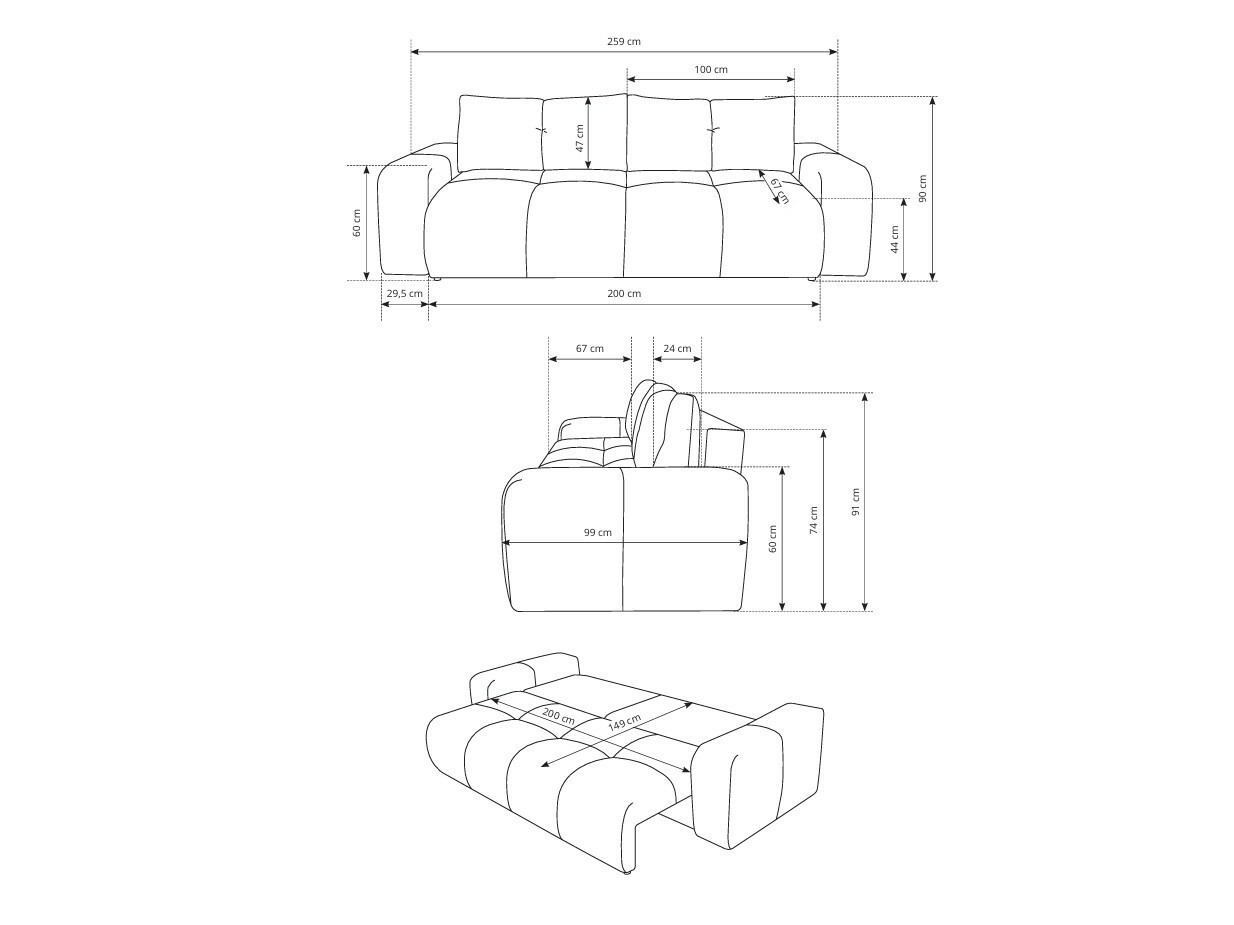 Raztegljiv kavč Kingston 154 (Curio 60)