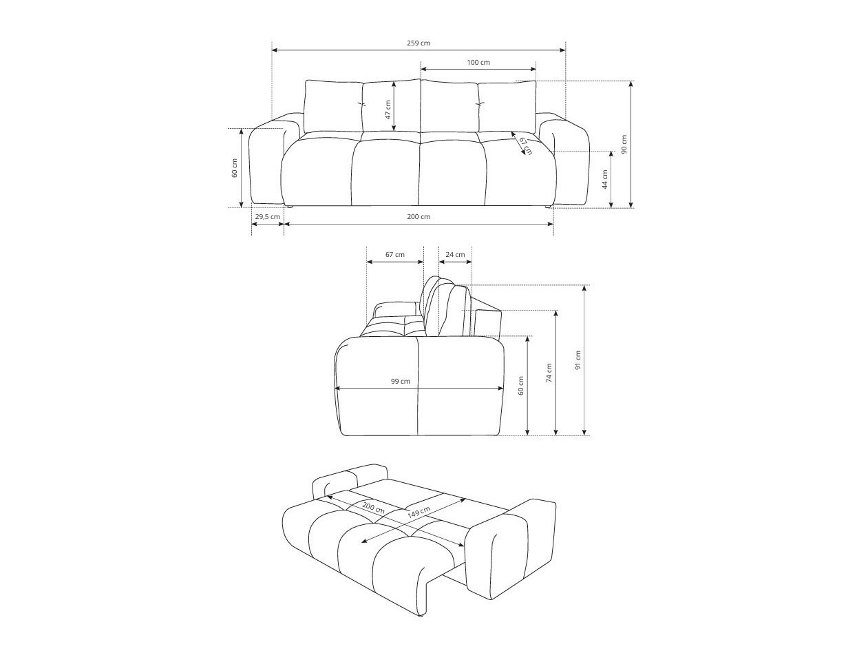 Raztegljiv kavč Kingston 154 (Flow 01)