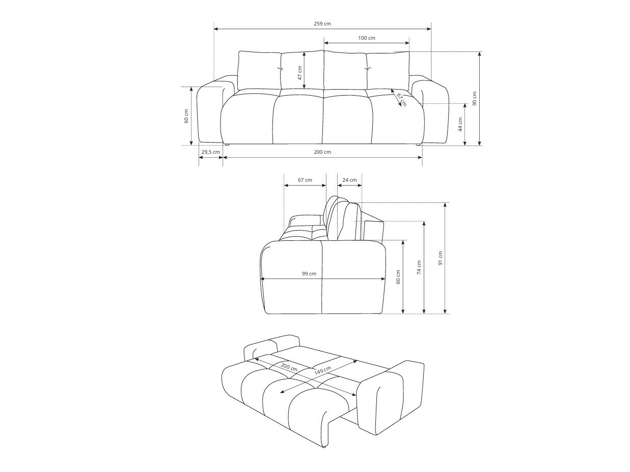 Raztegljiv kavč Kingston 154 (Flow 02)
