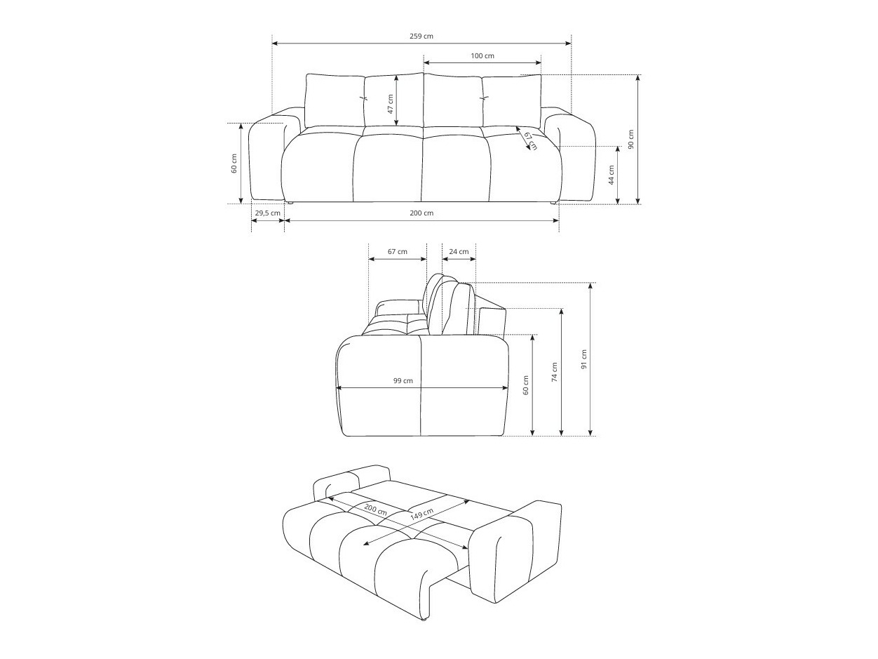 Raztegljiv kavč Kingston 154 (Flow 03)
