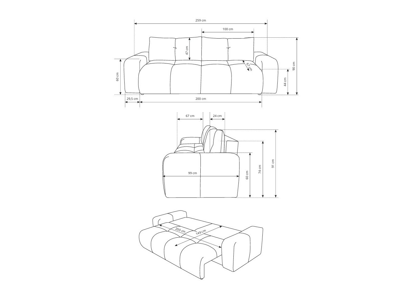 Raztegljiv kavč Kingston 154 (Flow 22)