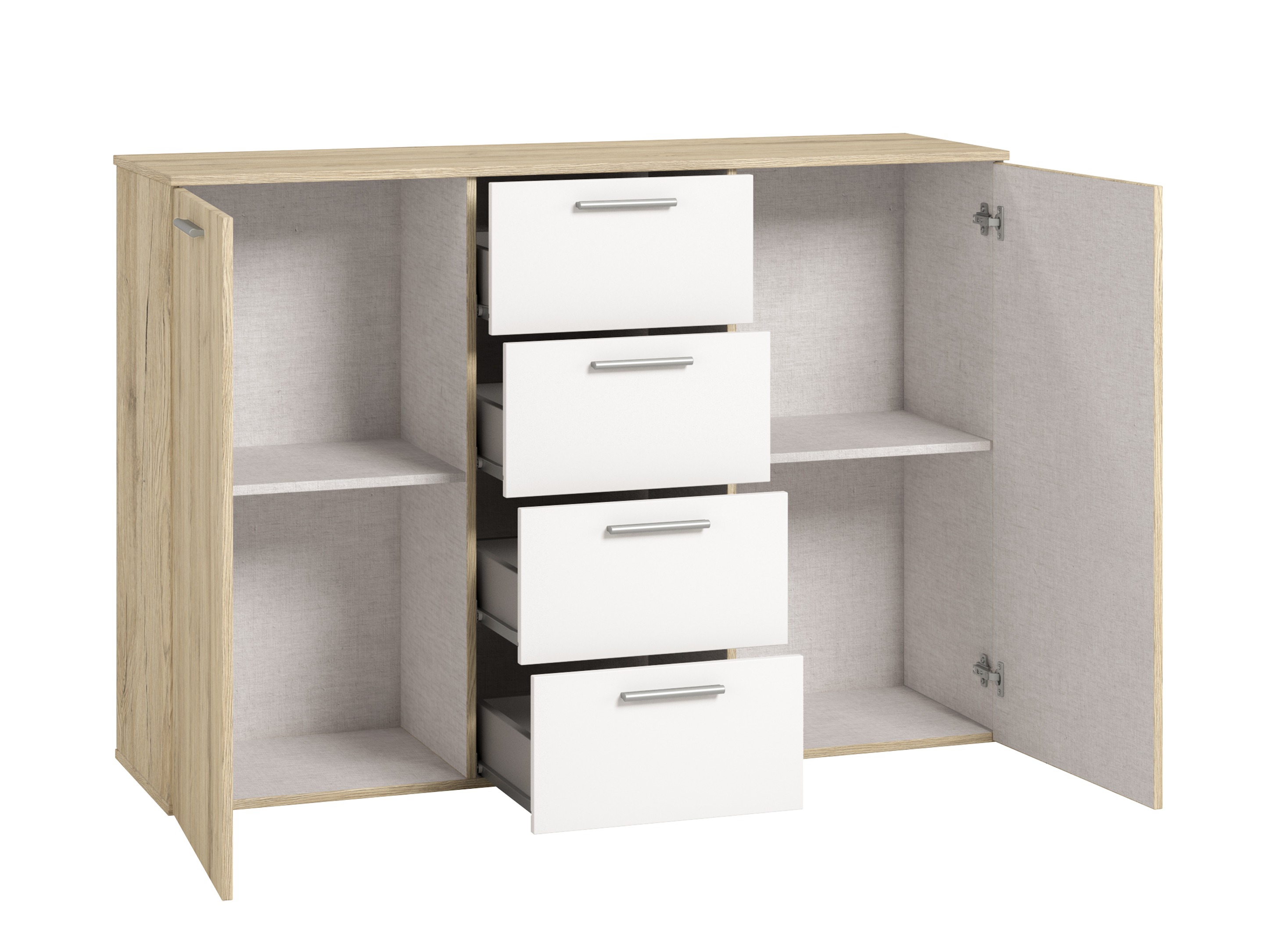 Komoda Melvele 101 (Hrast San Remo + Bela)