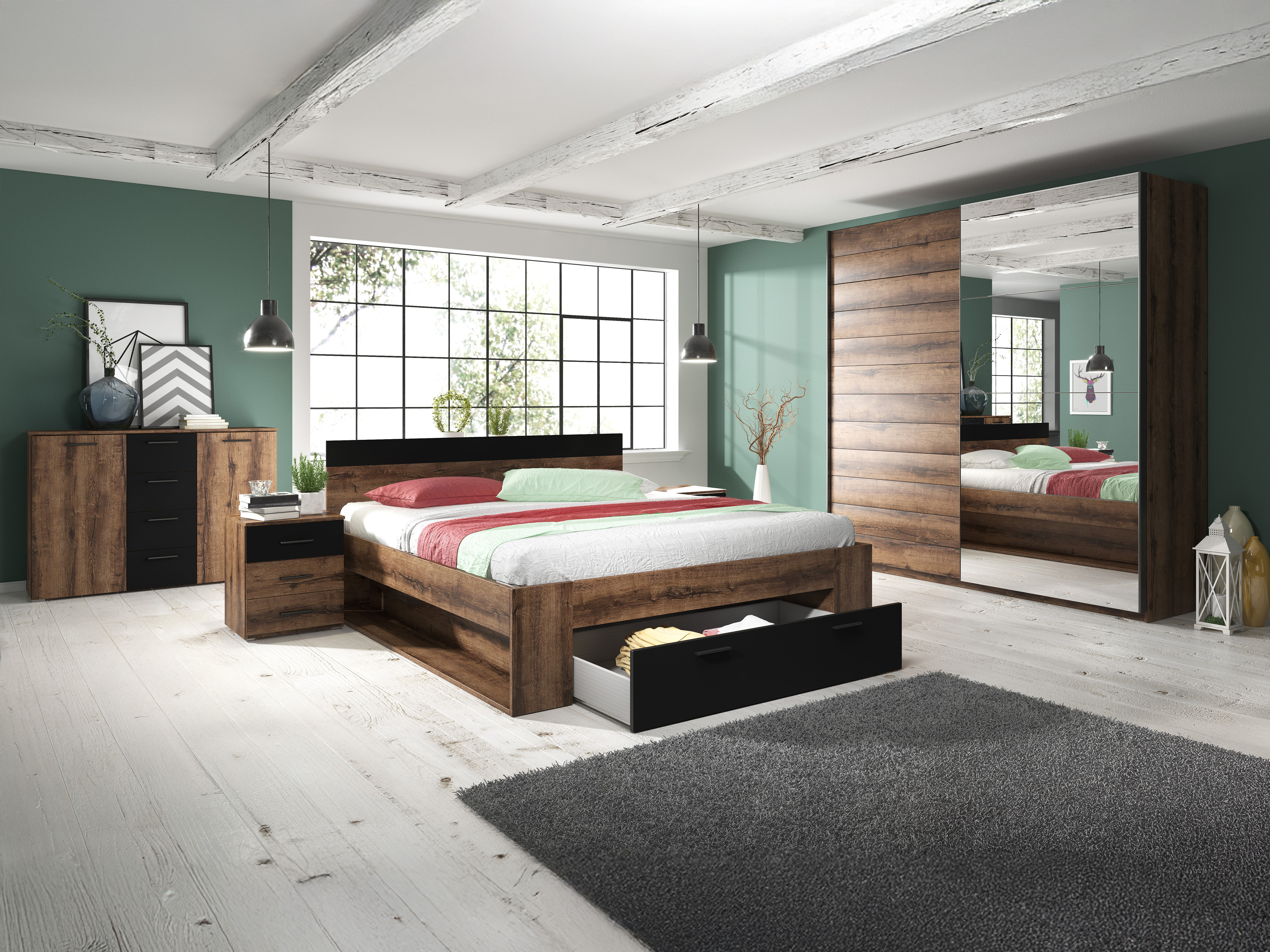 Komoda Melvele 101 (Monastery hrast + Črna)